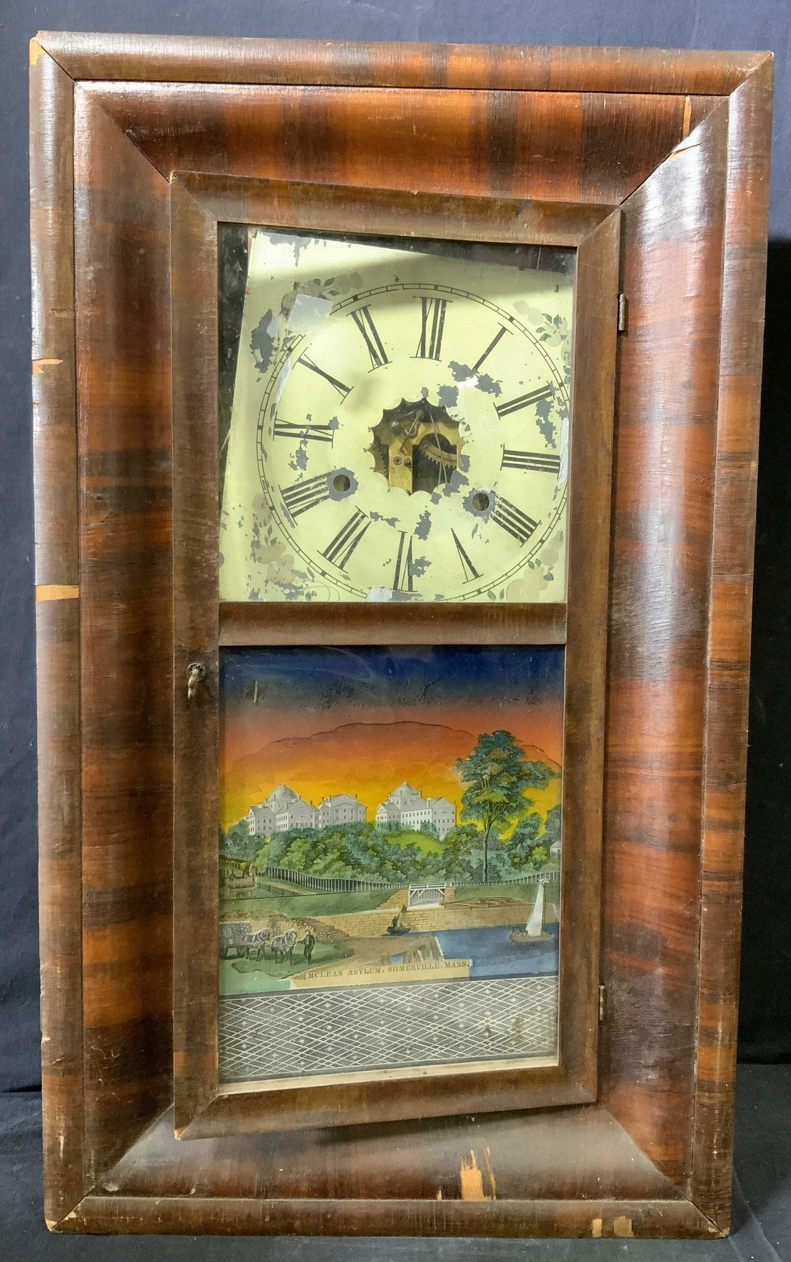 Antique Wall Clock with Reverse Glass Painting (1 of 10)