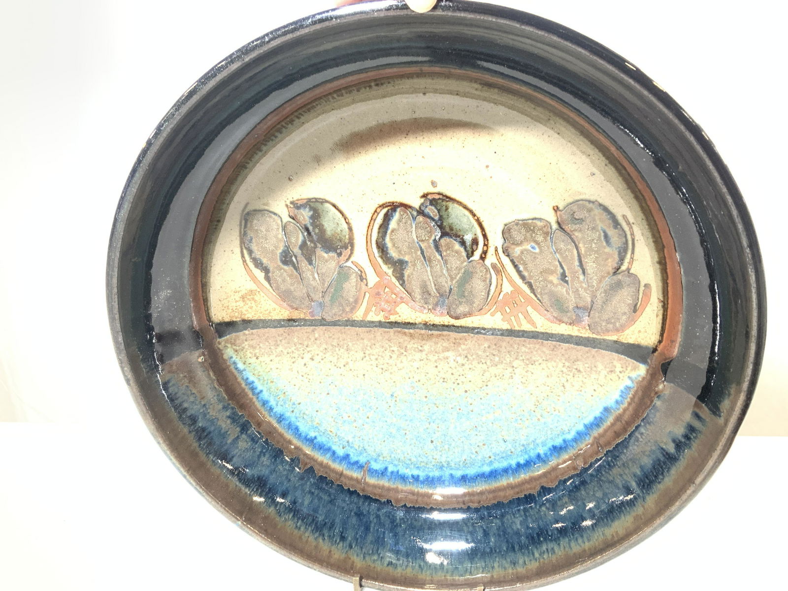 Signed MC Glazed Ceramic Bowl (1 of 8)