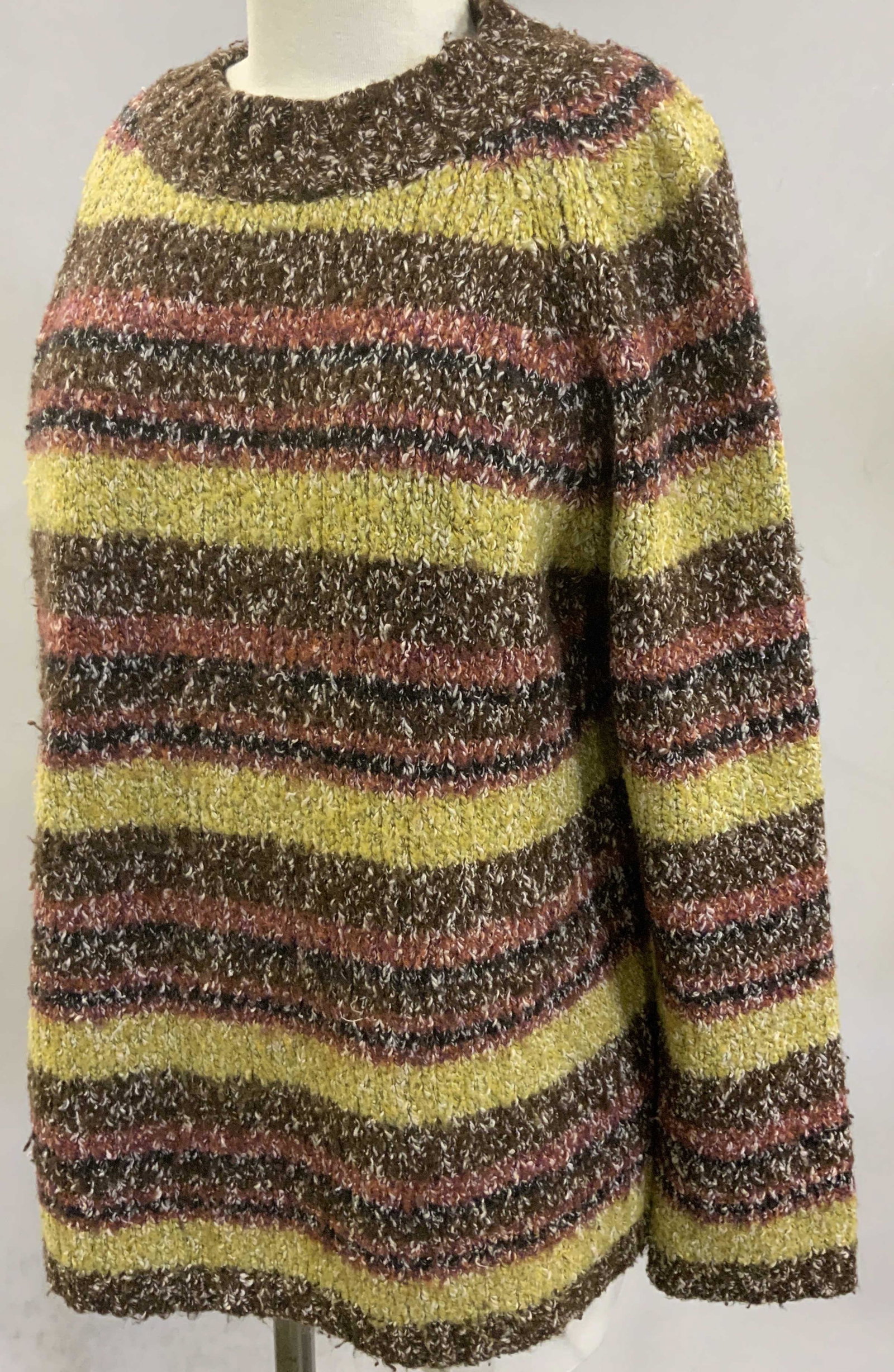 BALLINGER GOLD Knitted Stripped Sweater: BALLINGER GOLD Knitted Stripped Sweater, sweater measures 28 1/2 inches in length. Sleeves Measure approx 28 inches from neck hem, waist measures approx 48 inches around. BALLINGER gold, BALLINGER gol
