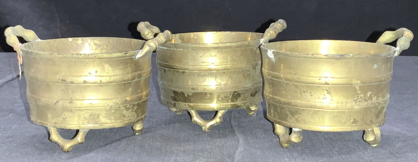 3 Vintage Brass Footed Vessles (1 of 6)