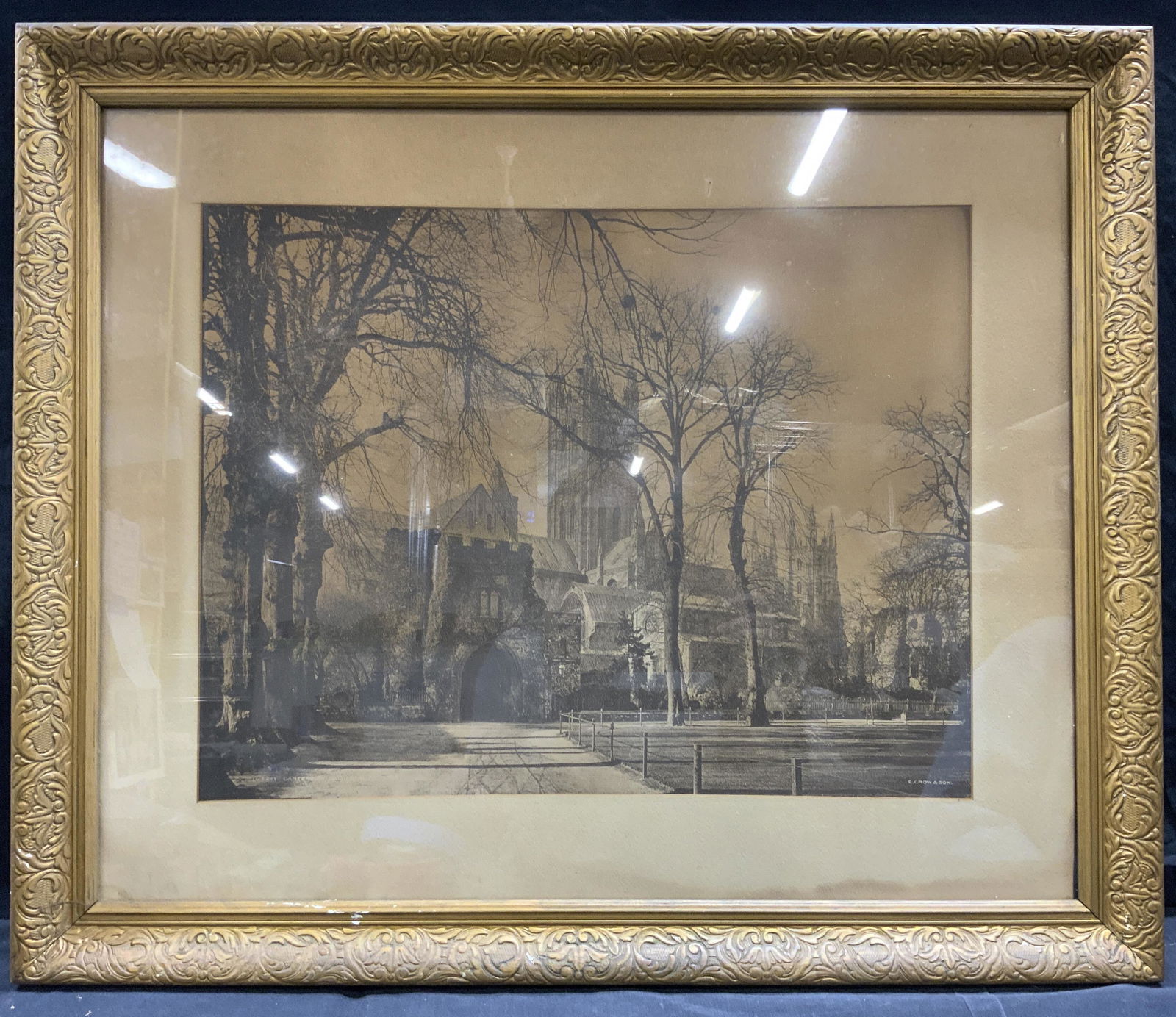 E. CROW & SON Canterbury Cathedral Vtg. Litho. (1 of 5)