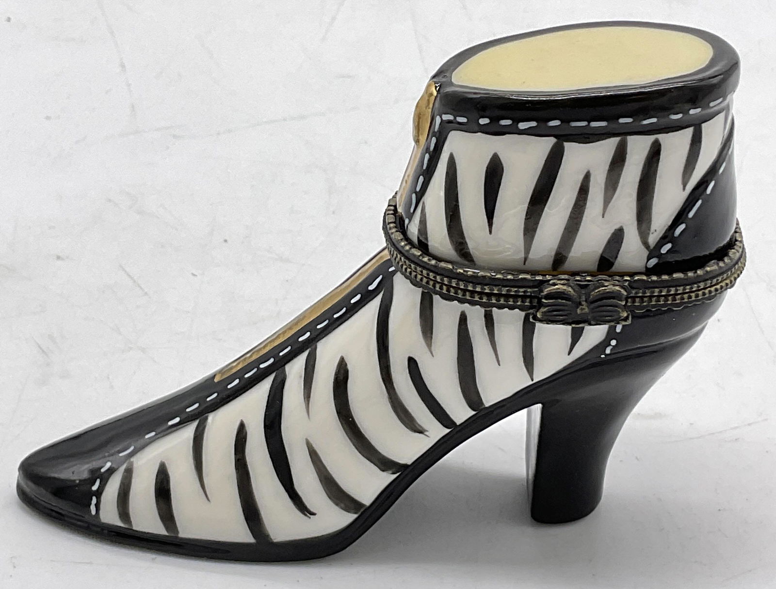 Porcelain Zebra Patterned Shoe Keepsake Box (1 of 7)