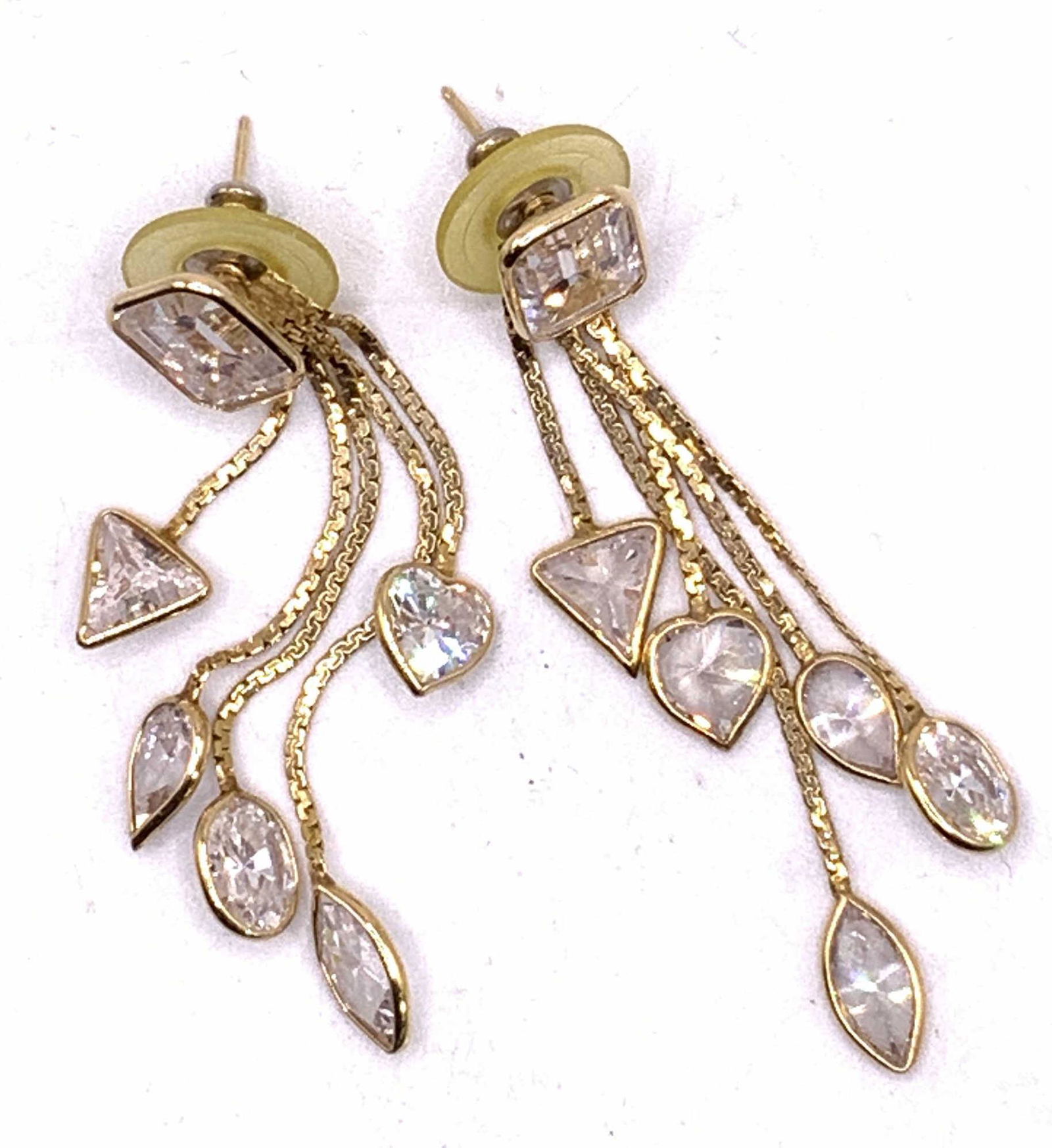 Gold Tone Crystal Dangle Earrings, Jewelry (1 of 6)