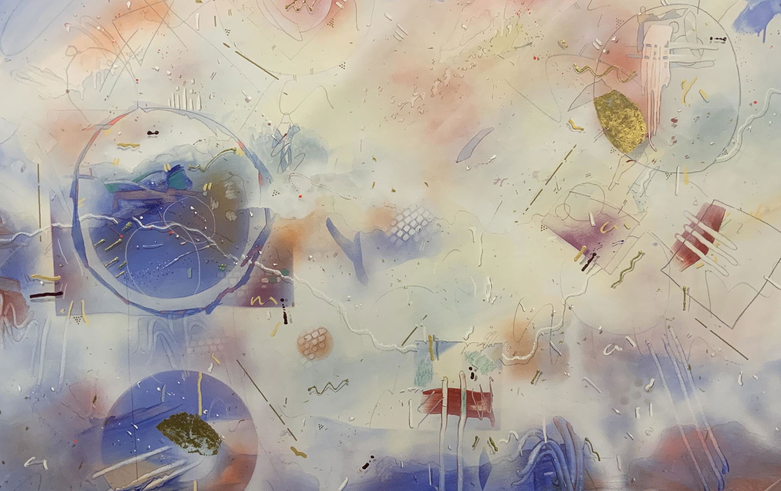 Unsigned Acrylic & Gold Leaf Mixed Media on Canvas (1 of 12)