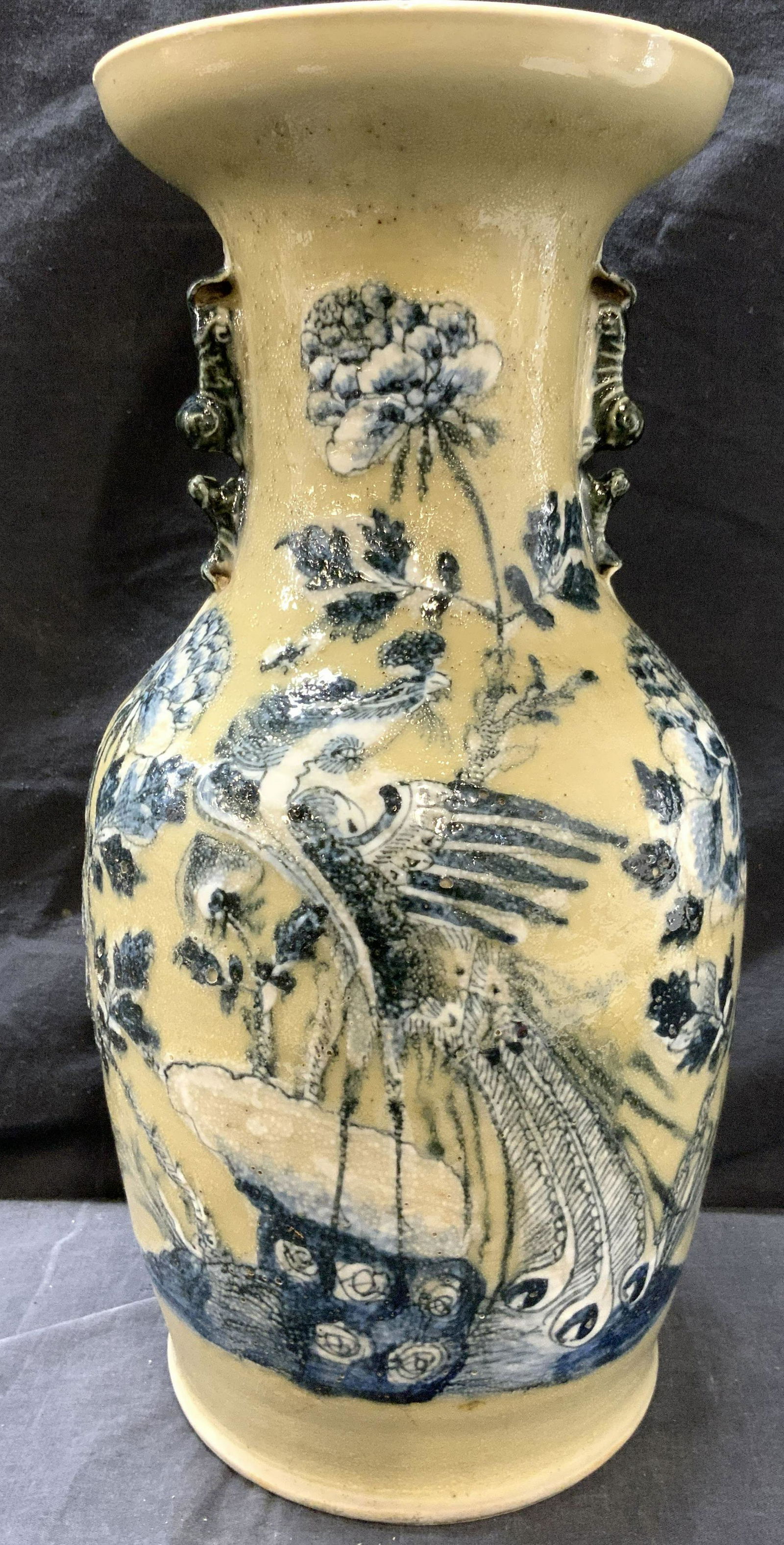 Vtg. HandPainted Asian Salt Glaze Stoneware Vessel (1 of 9)