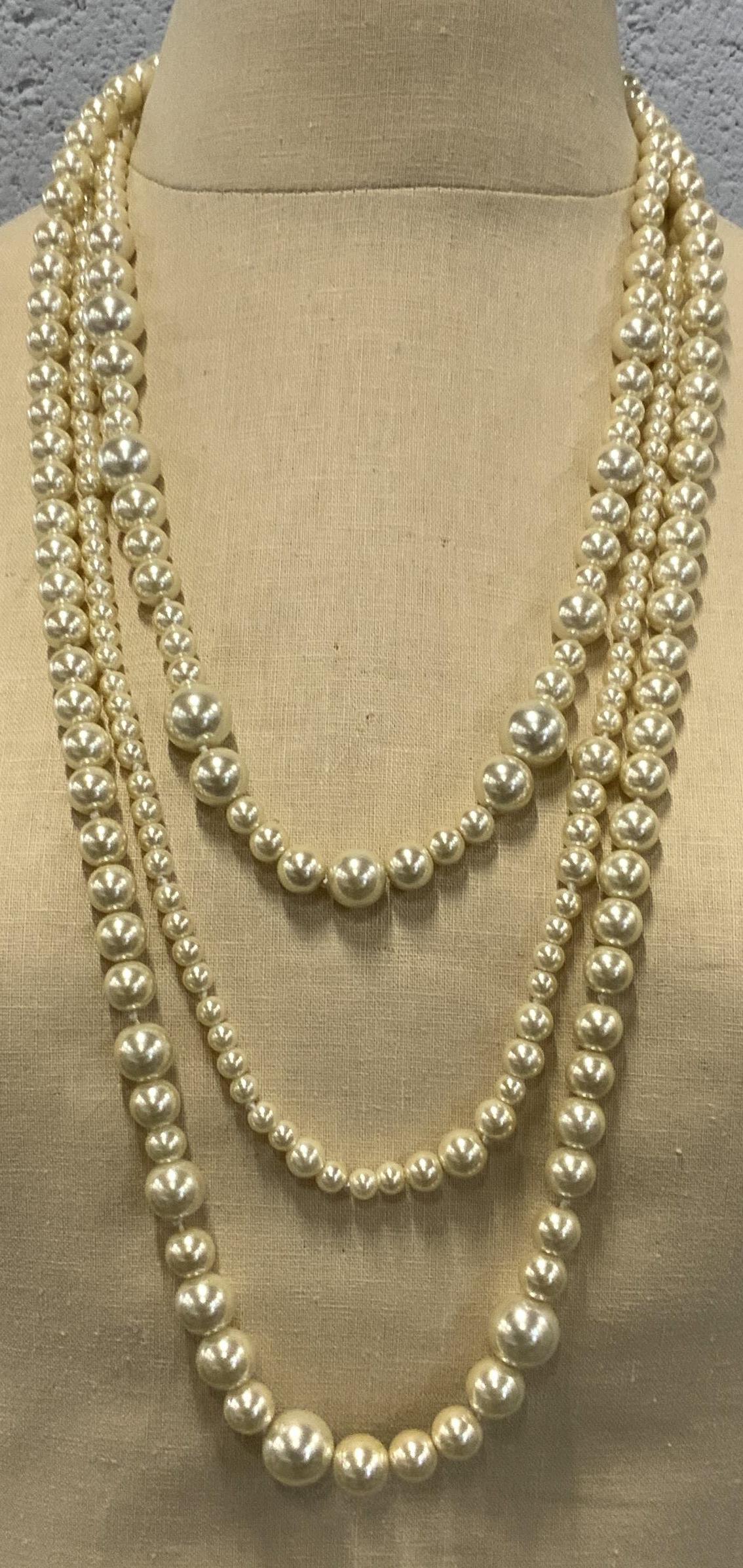 J.CREW Signed Triple Stranded Pearlescent Necklace (1 of 5)