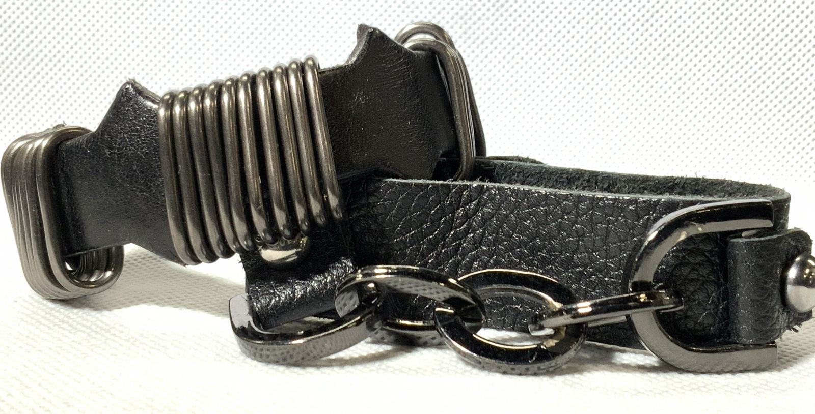 2 Vintage Black Leather Bracelets (1 of 4)