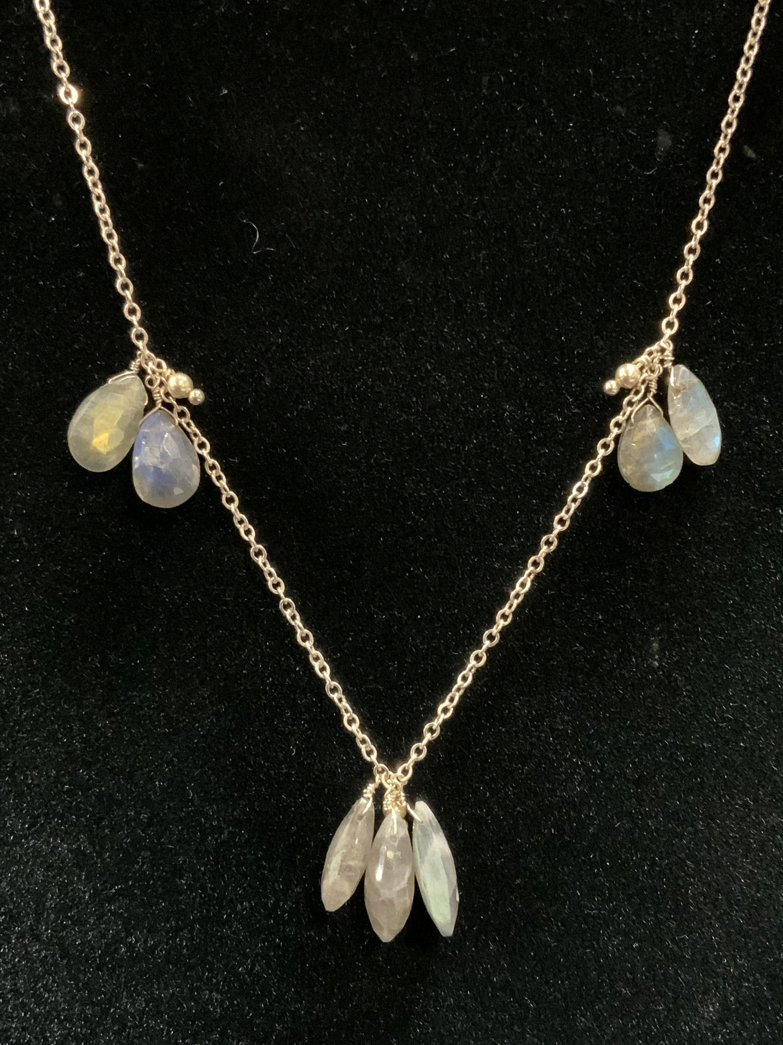 Long Chain Necklace w Iridescent Glass Beads (1 of 8)