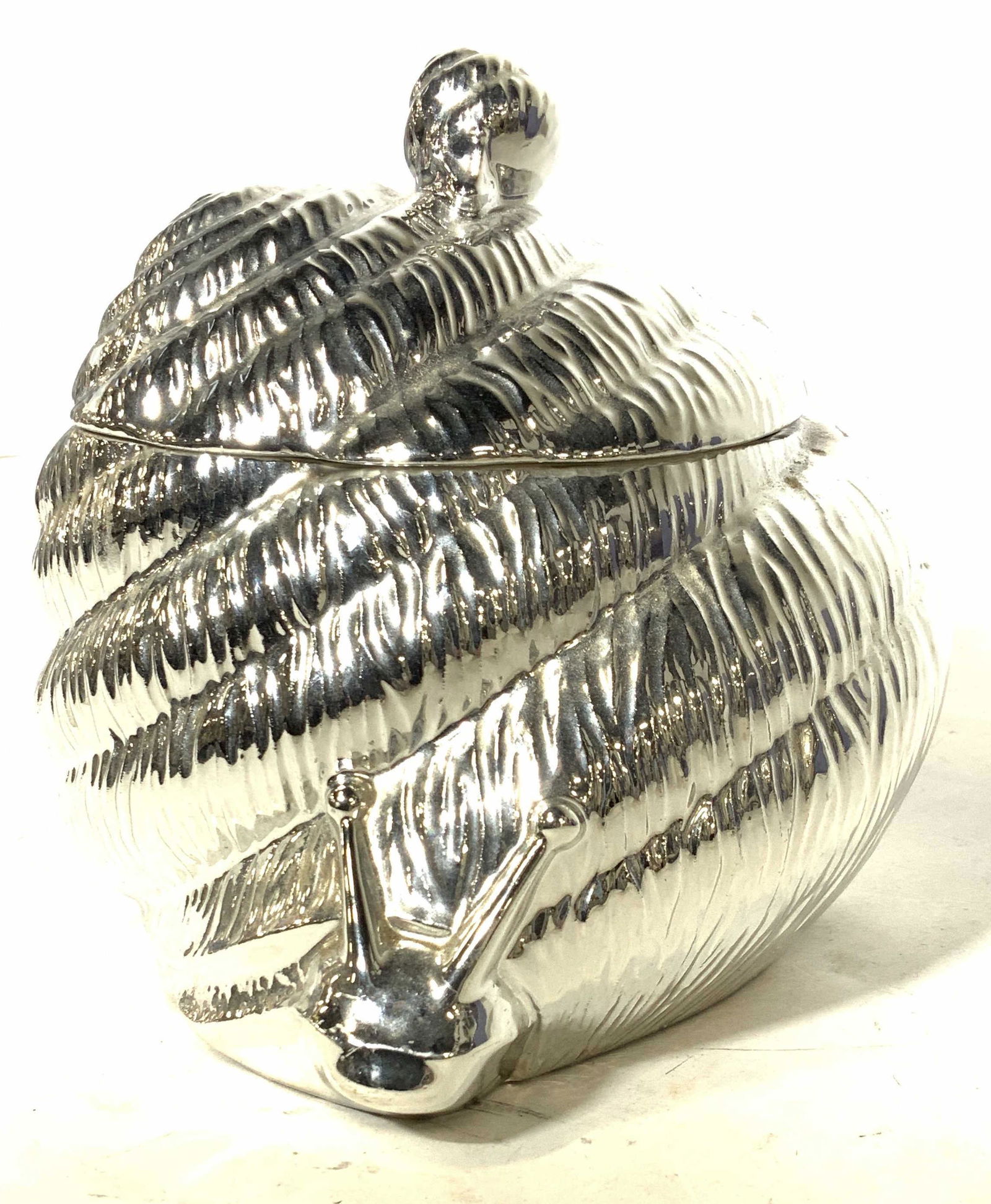 Silver Glazed Ceramic Snail Lidded Vessel (1 of 9)