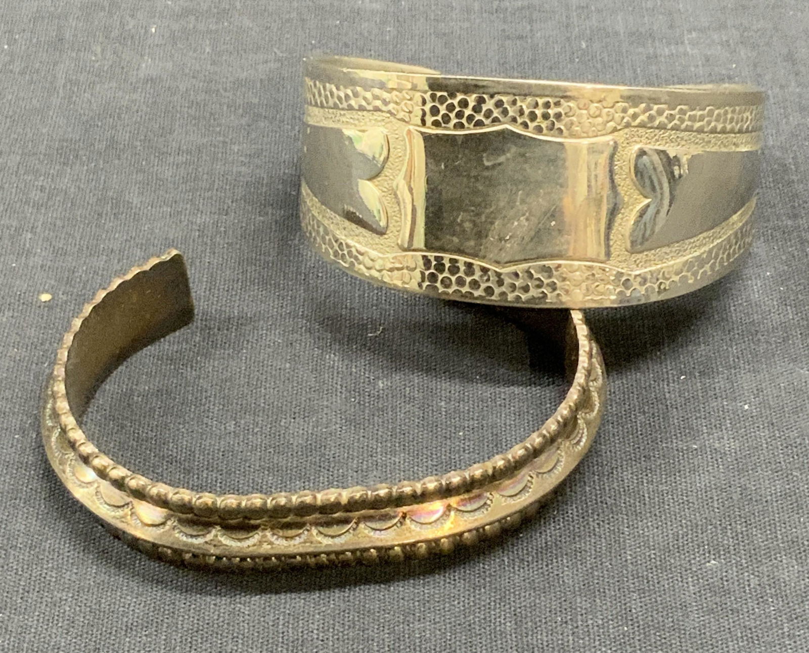 Pair Sterling Silver Toned Cuff Bracelet (1 of 4)