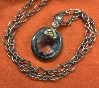 JOHN HARDY Blue TOPAZ & DIAMOND Sterling Necklace