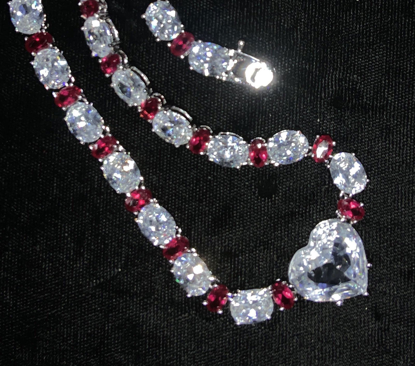 LANDAU Ruby & Crystal Sterling Silver Necklace (1 of 12)