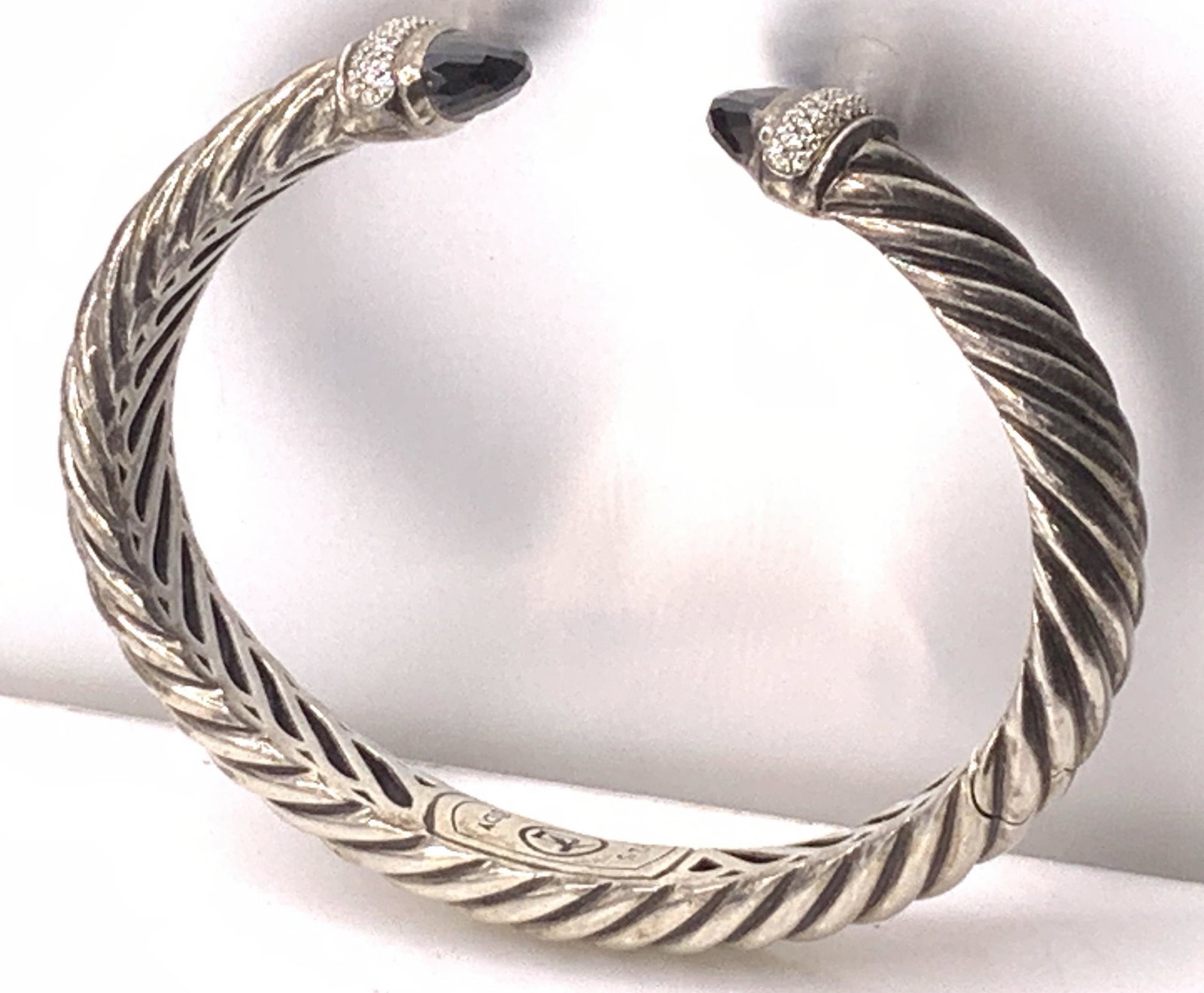 DAVID YURMAN Sterling Diamond Onyx Waverly Cuff (1 of 9)