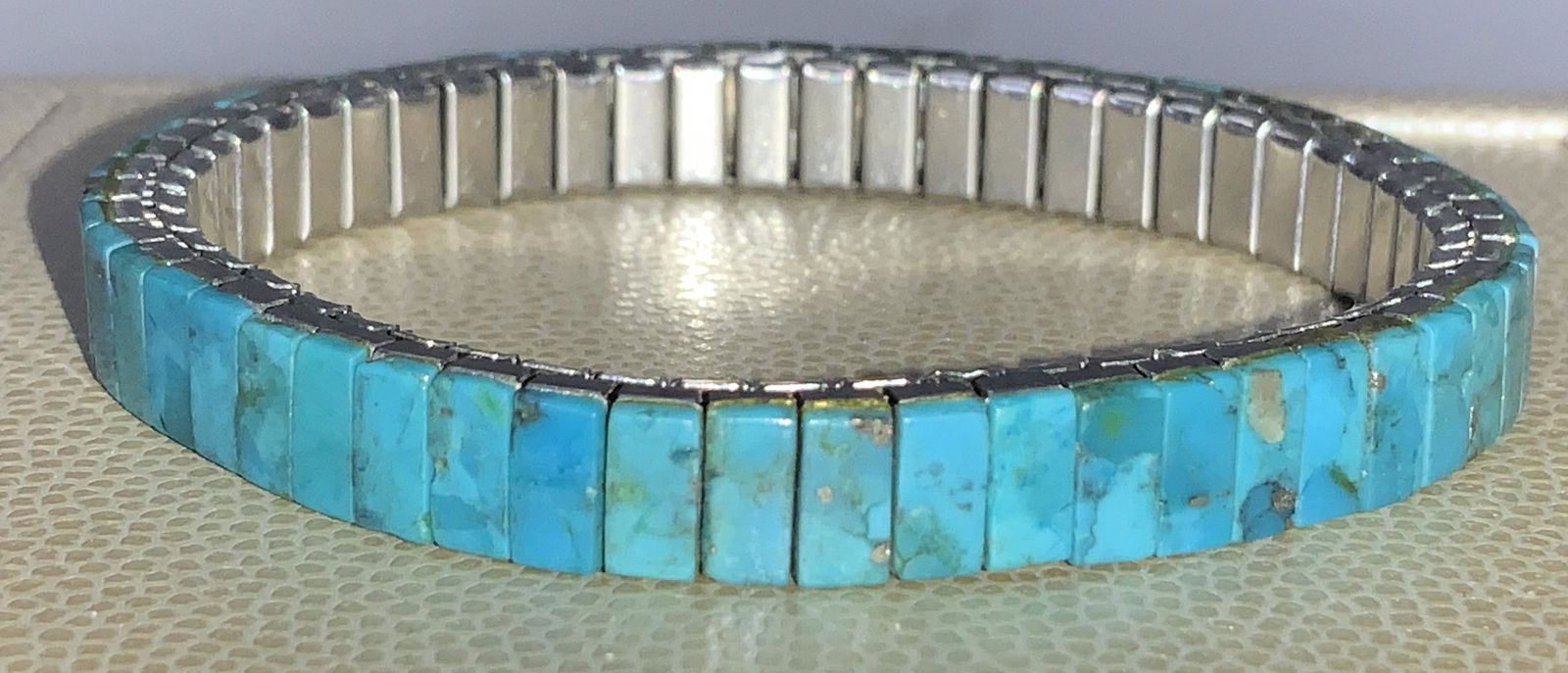 Turquoise over Metal Stretch Bracelet (1 of 4)