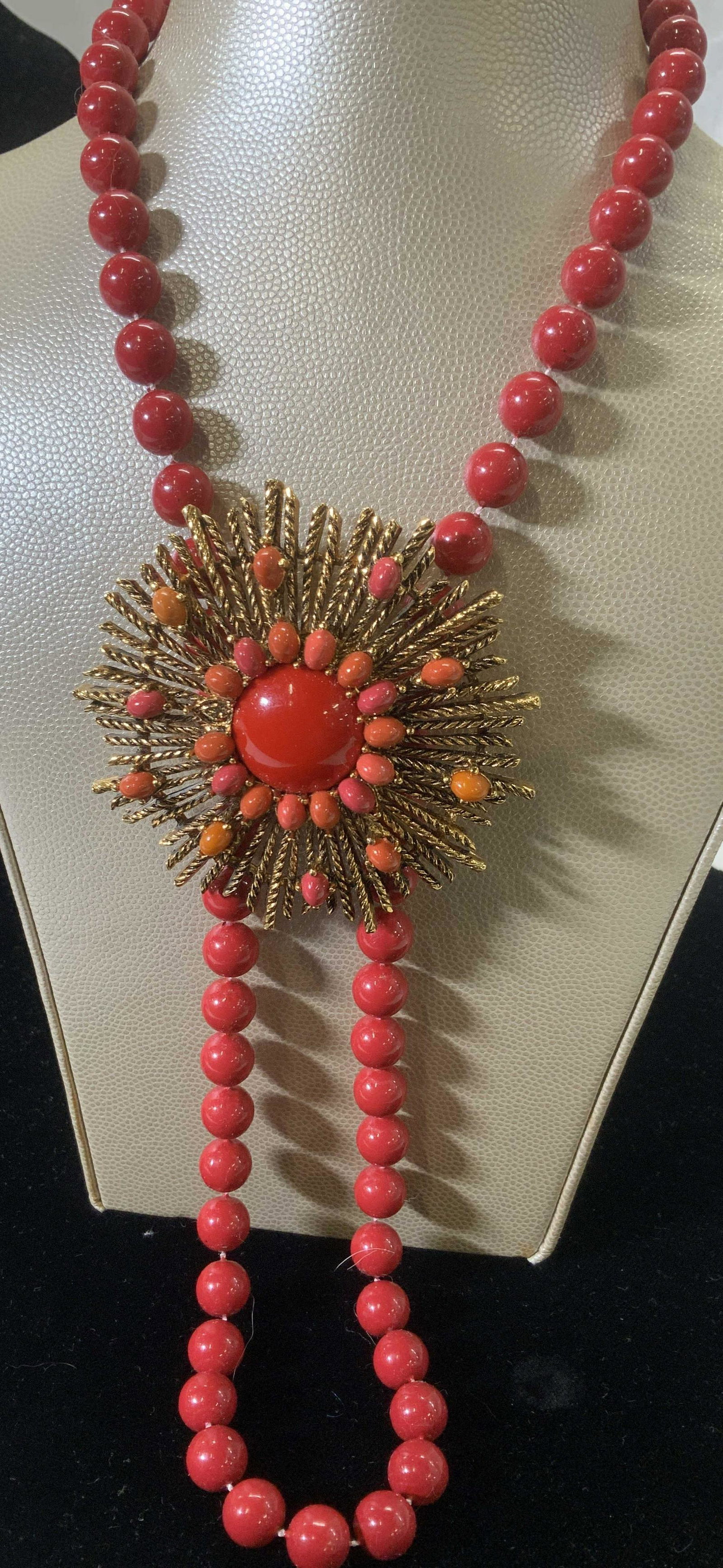 Mid Century style Brooch & Bead Necklace (1 of 4)