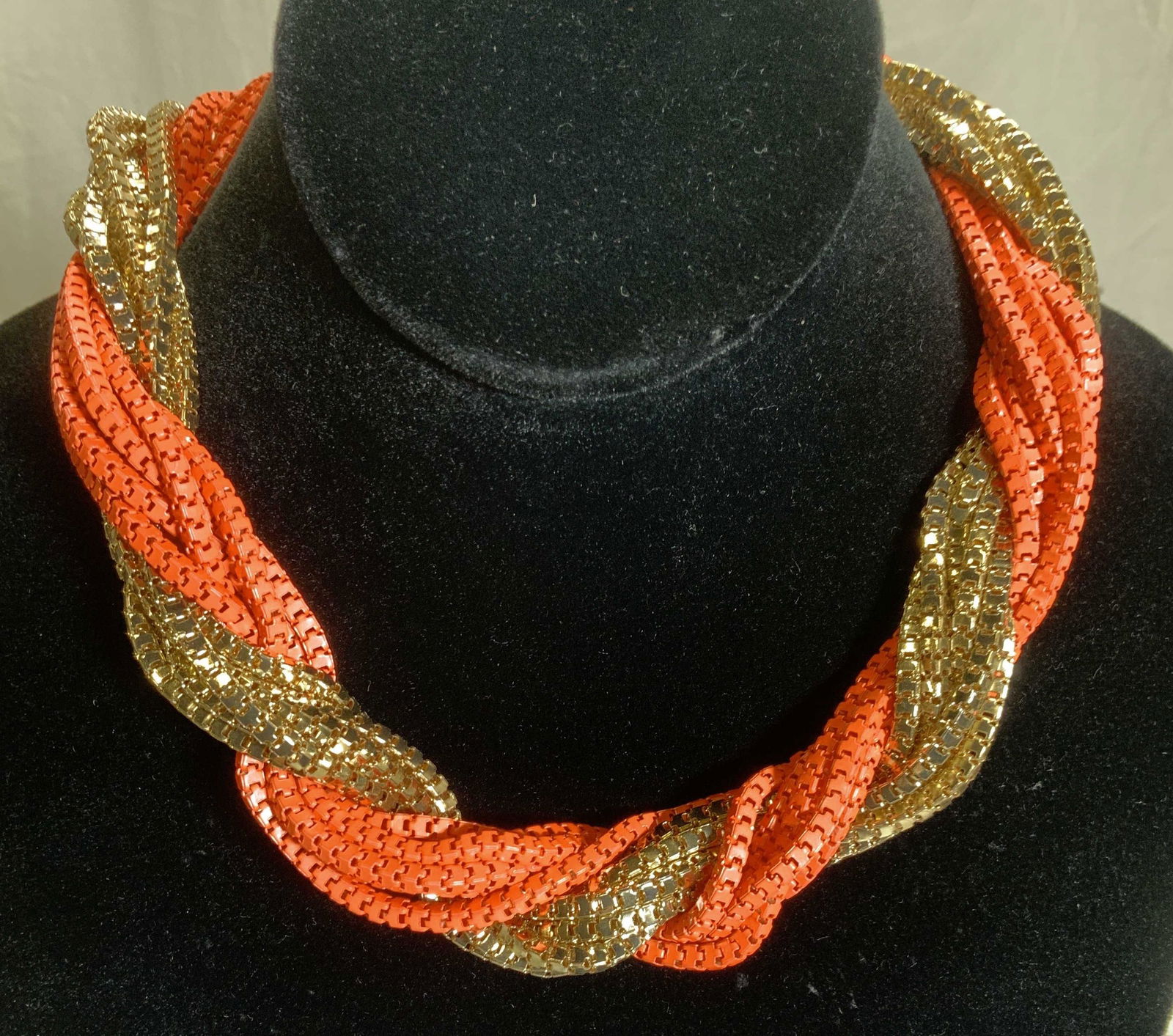 AMRITA SINGH Gold Tn & Neon Coral Metal Choker (1 of 4)
