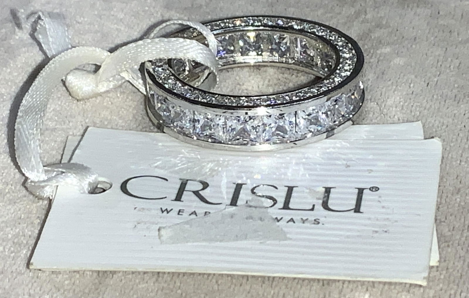 CRISLU Signed Sterling Crystal Ring Band, NWT (1 of 5)