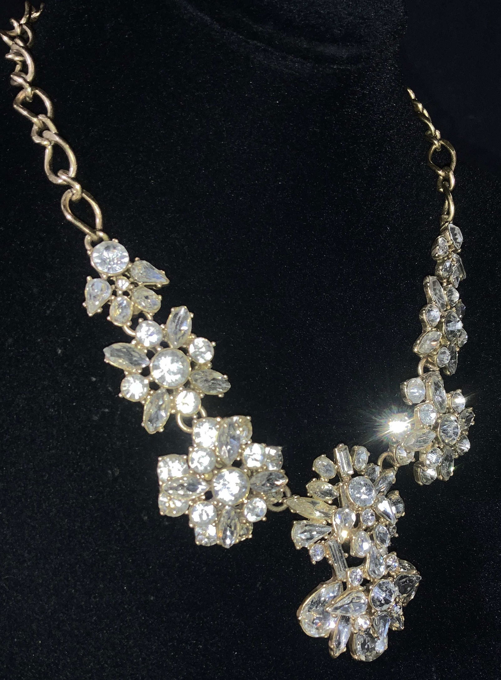 J. Crew Clear Crystal Bib Necklace, sign (1 of 4)