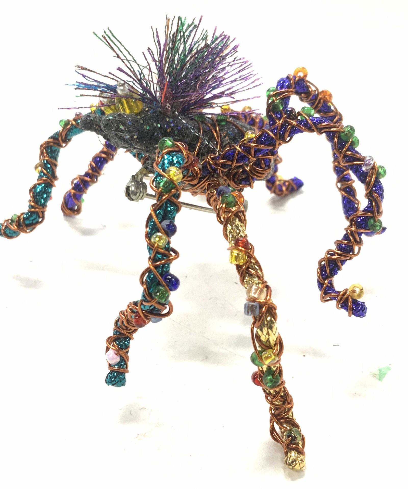 Hand Crafted Bead and Metal Wire Spider Brooch (1 of 5)