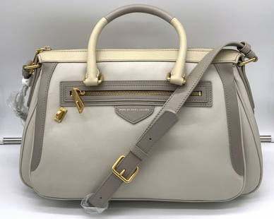 MARC BY MARC JACOBS Oyster Grey Satchel Bag NWT: MARC BY MARC JACOBS Oyster Grey Leather Satchel Bag NWT, gold toned hardware, shoulder strap with adjustable length, dual top handles, top zipper closure, one exterior zipper pocket, Interior lined wi