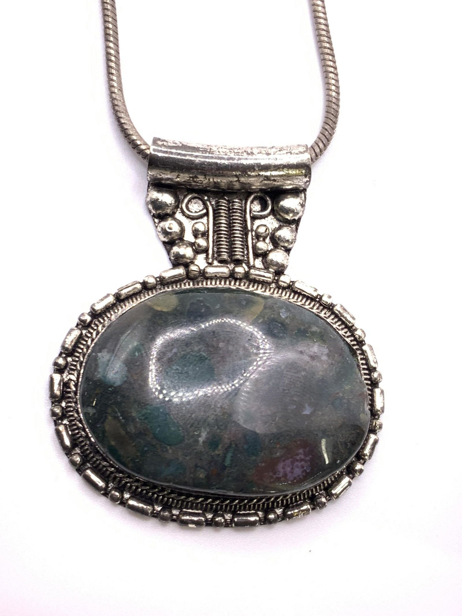 Vintage Natural Polished Stone Pendant Necklace (1 of 7)