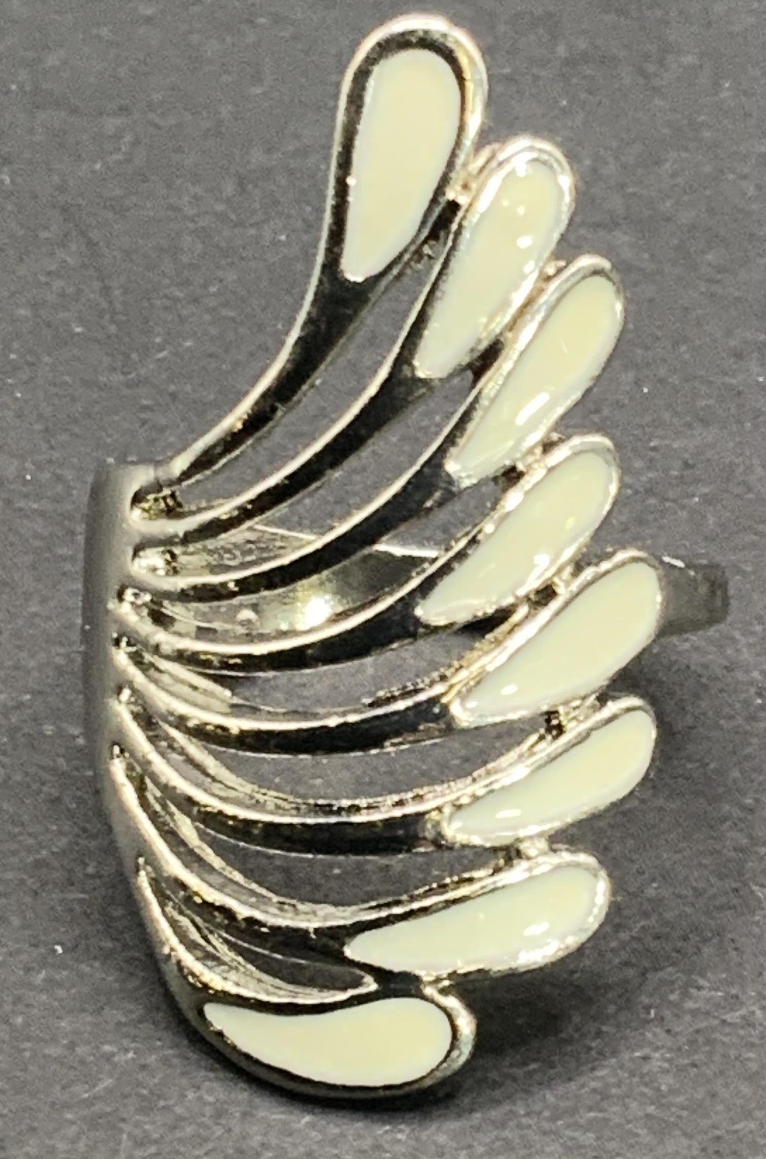 Vintage Enameled Feather Ring, Jewelry (1 of 8)