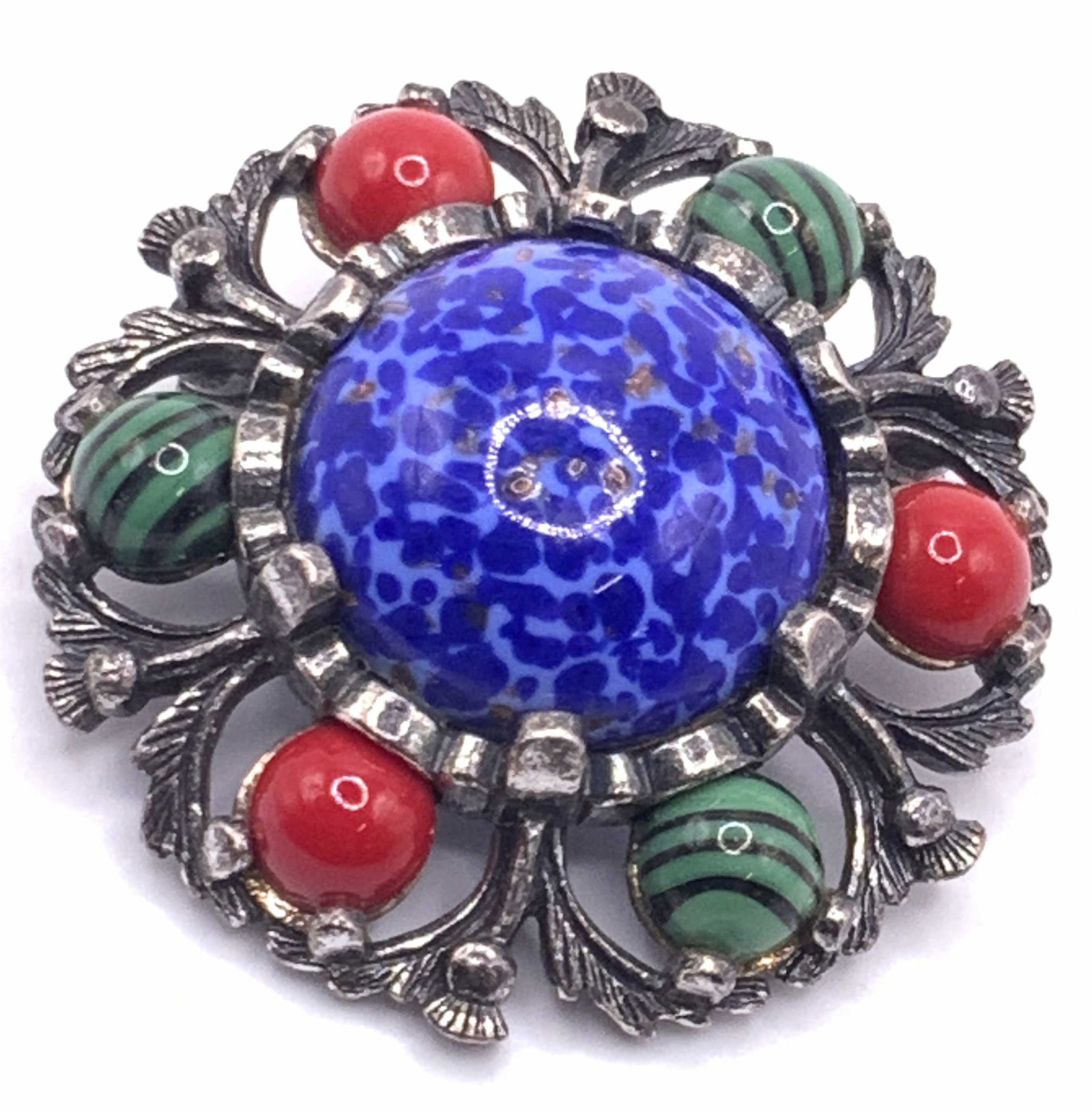 MIRACLE Signed Vintage Costume Cabochon Brooch (1 of 6)