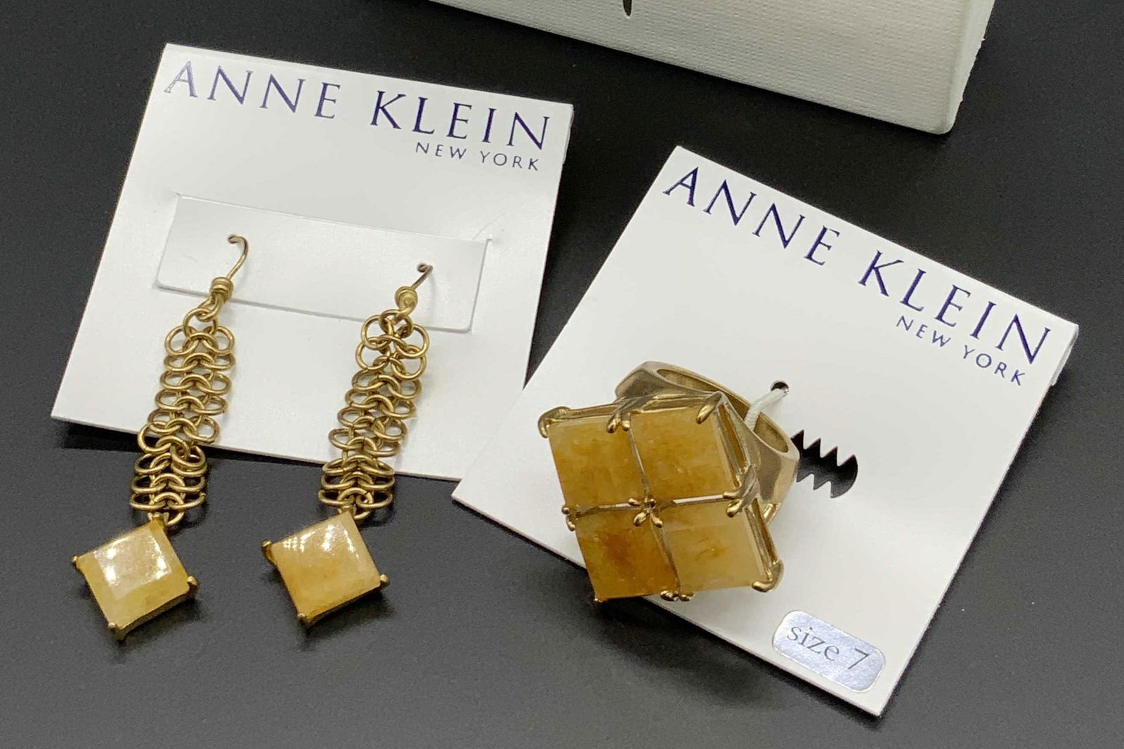 Lot 2 ANN KLEIN NWT Citrine Earrings & Ring, Bx (1 of 10)