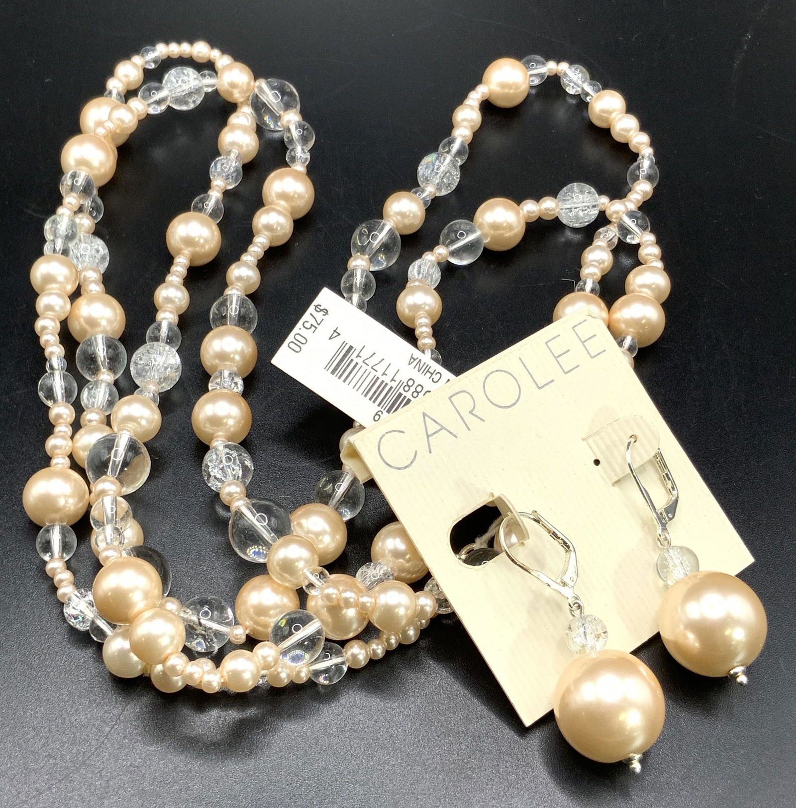 2 CAROLEE NWT Pearlescent Earrings & Necklace, Box (1 of 7)