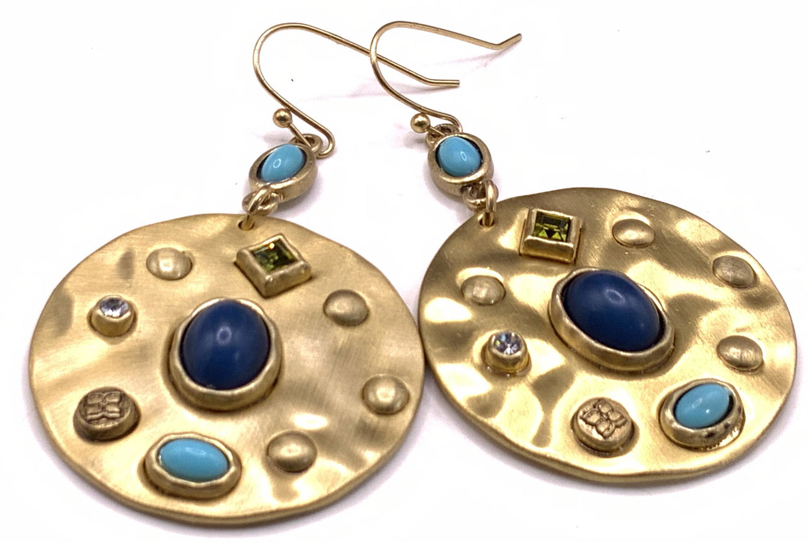 Vintage Turquoise Style Cabochon Disc Earrings (1 of 12)