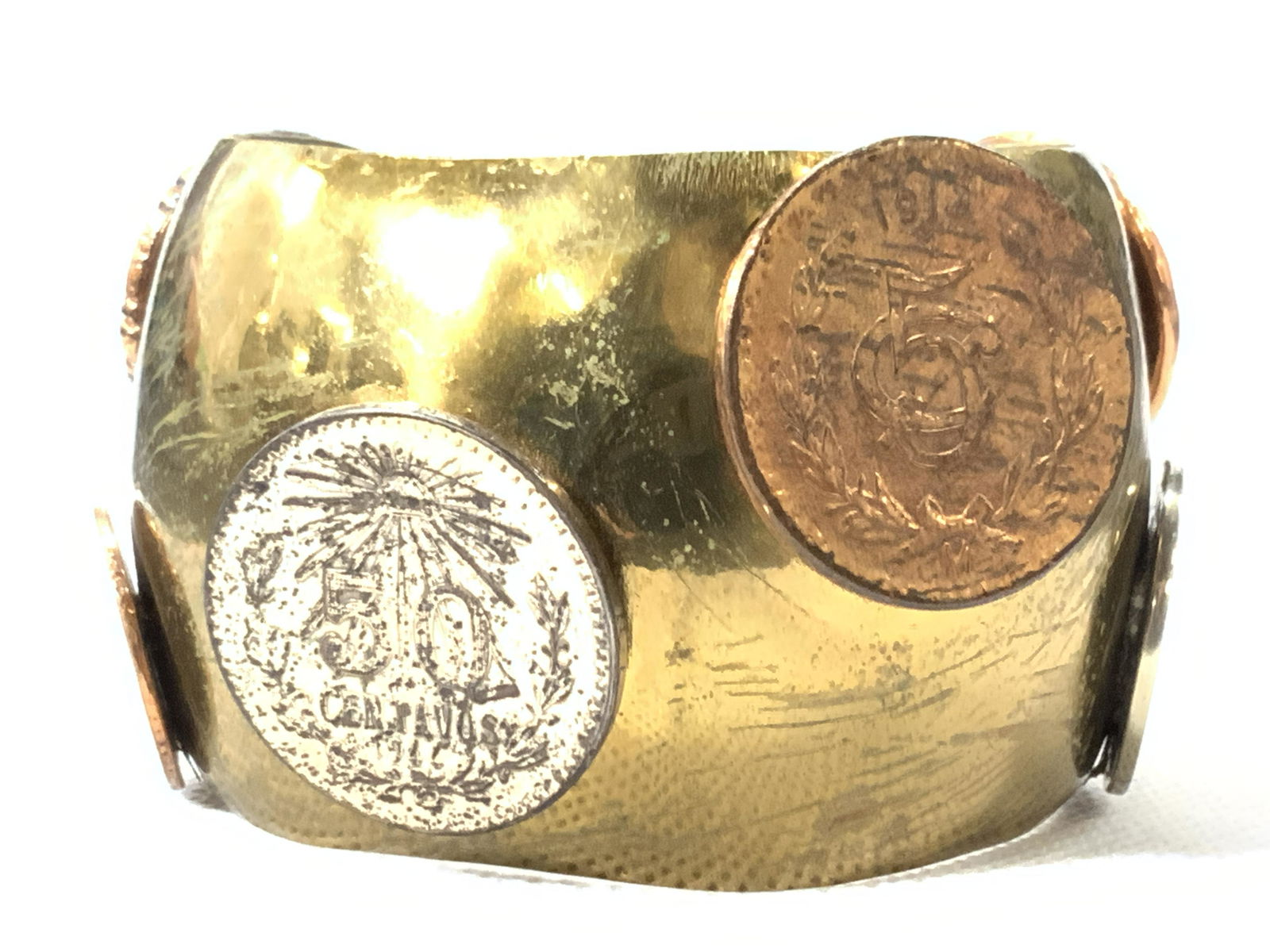 CAMBAUA Mexico Signed Vintage Coin Bangle (1 of 7)