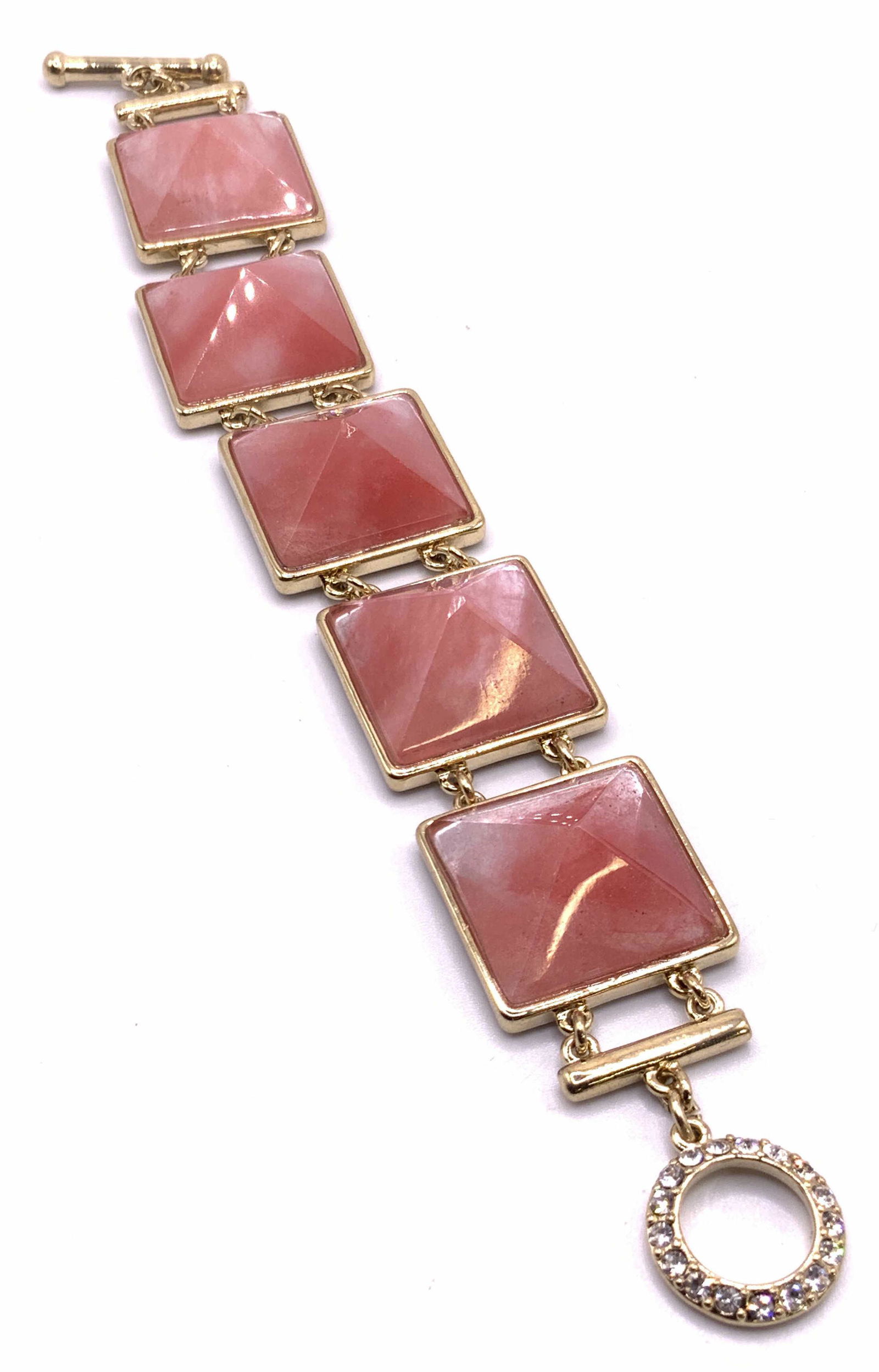 Pink Glass Crystal Statement Toggle Bracelet (1 of 9)
