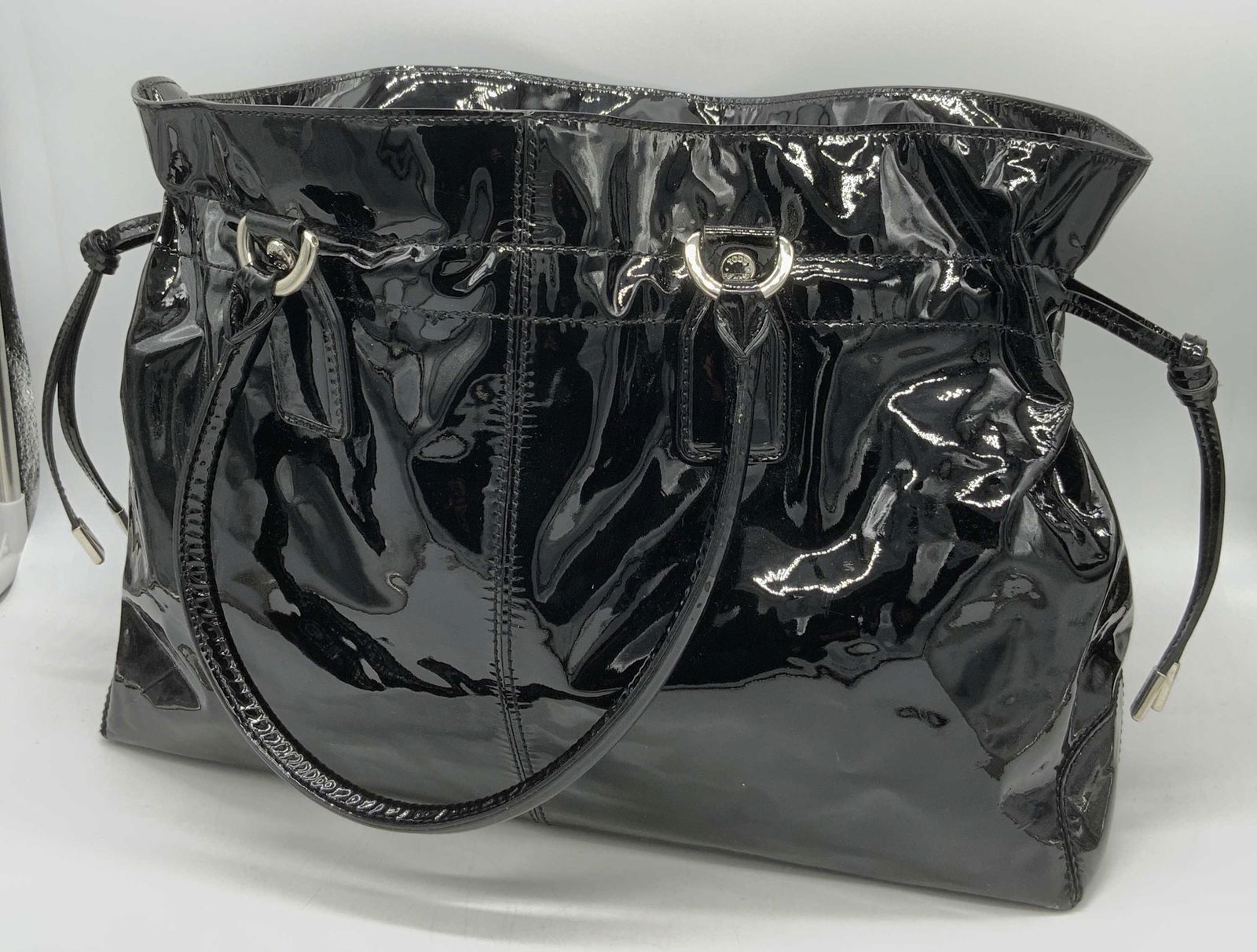 TODS Retro Black Patent Leather Handbag (1 of 9)