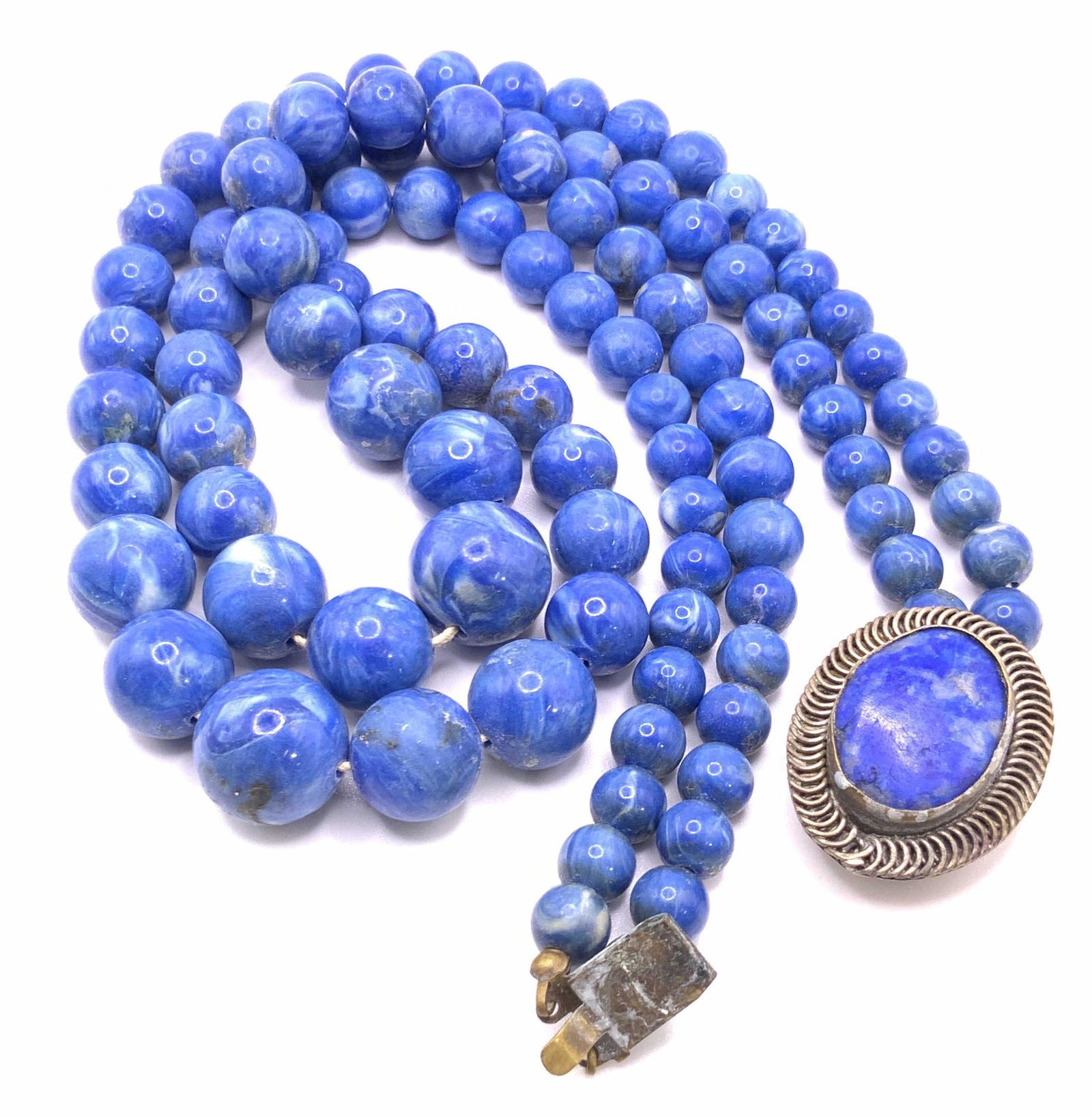 Vintage Faux Blue Stone Beaded Choker Necklace (1 of 9)