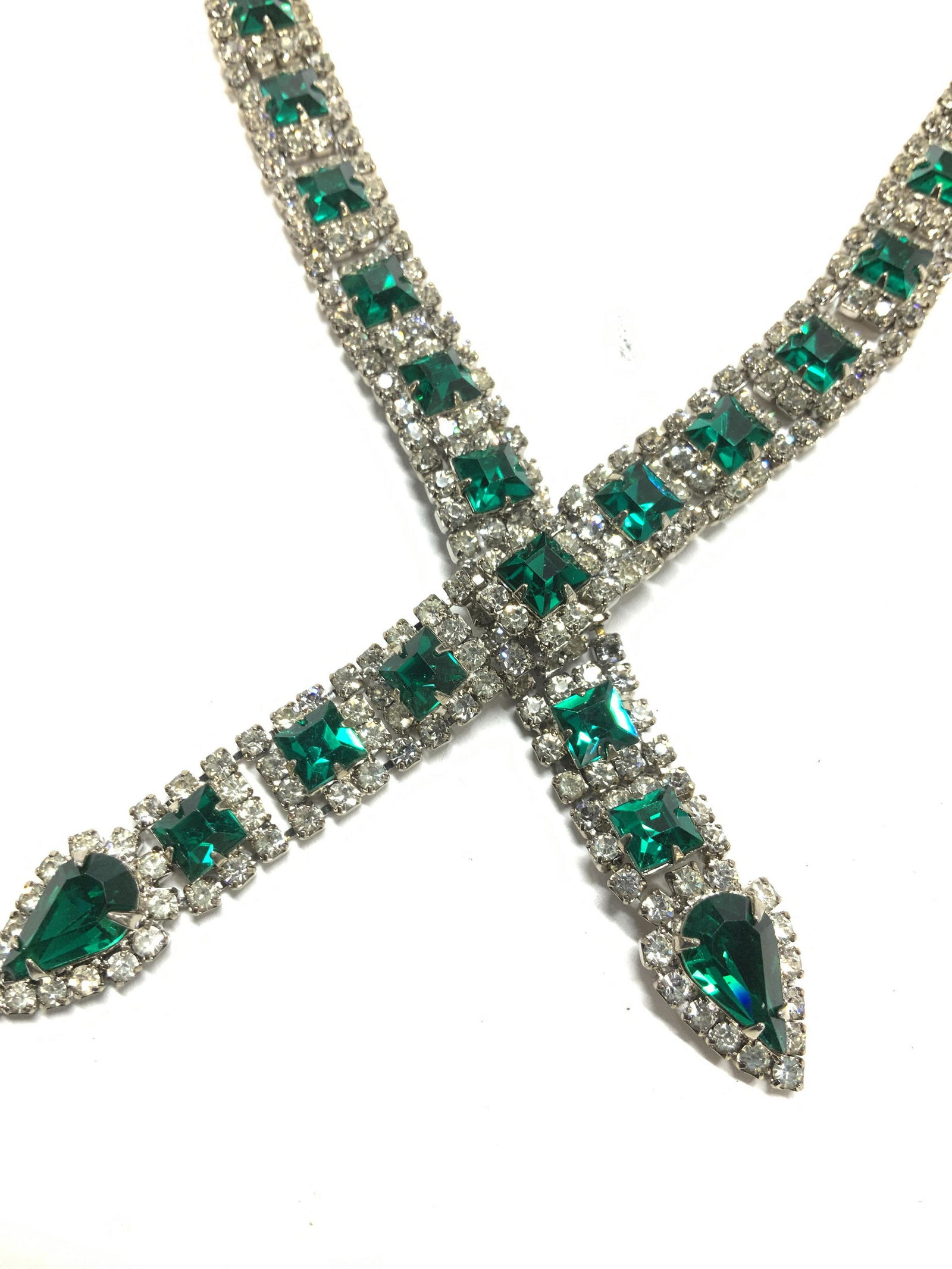 KRAMER Emerald & Clear Rhinestone Necklace (1 of 6)