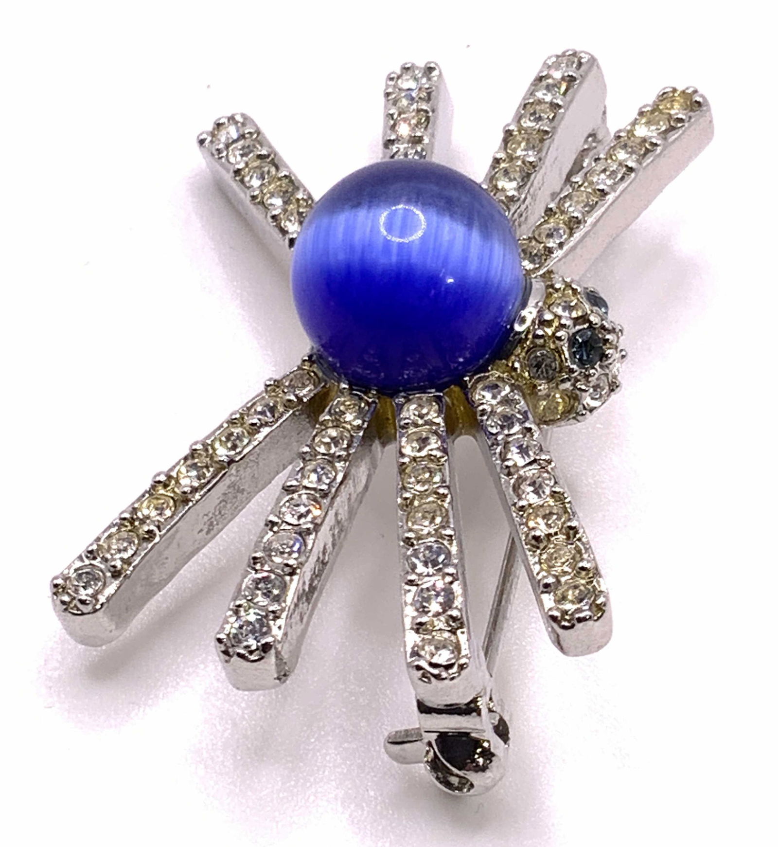 Bejeweled Crystal Spider Form Brooch, Vtg Jewelry (1 of 11)
