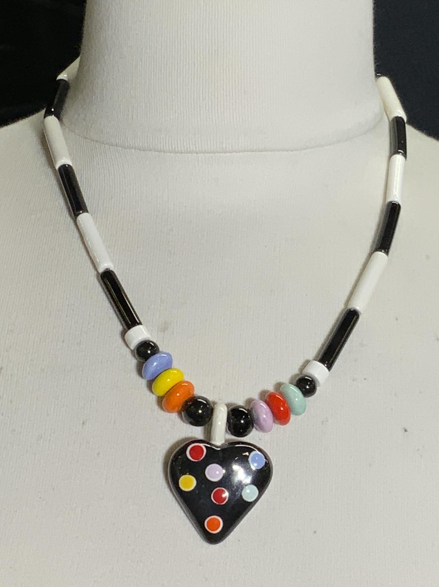 RUBY Z Sgn Ceramic Arts & Crafts Style Necklace (1 of 7)