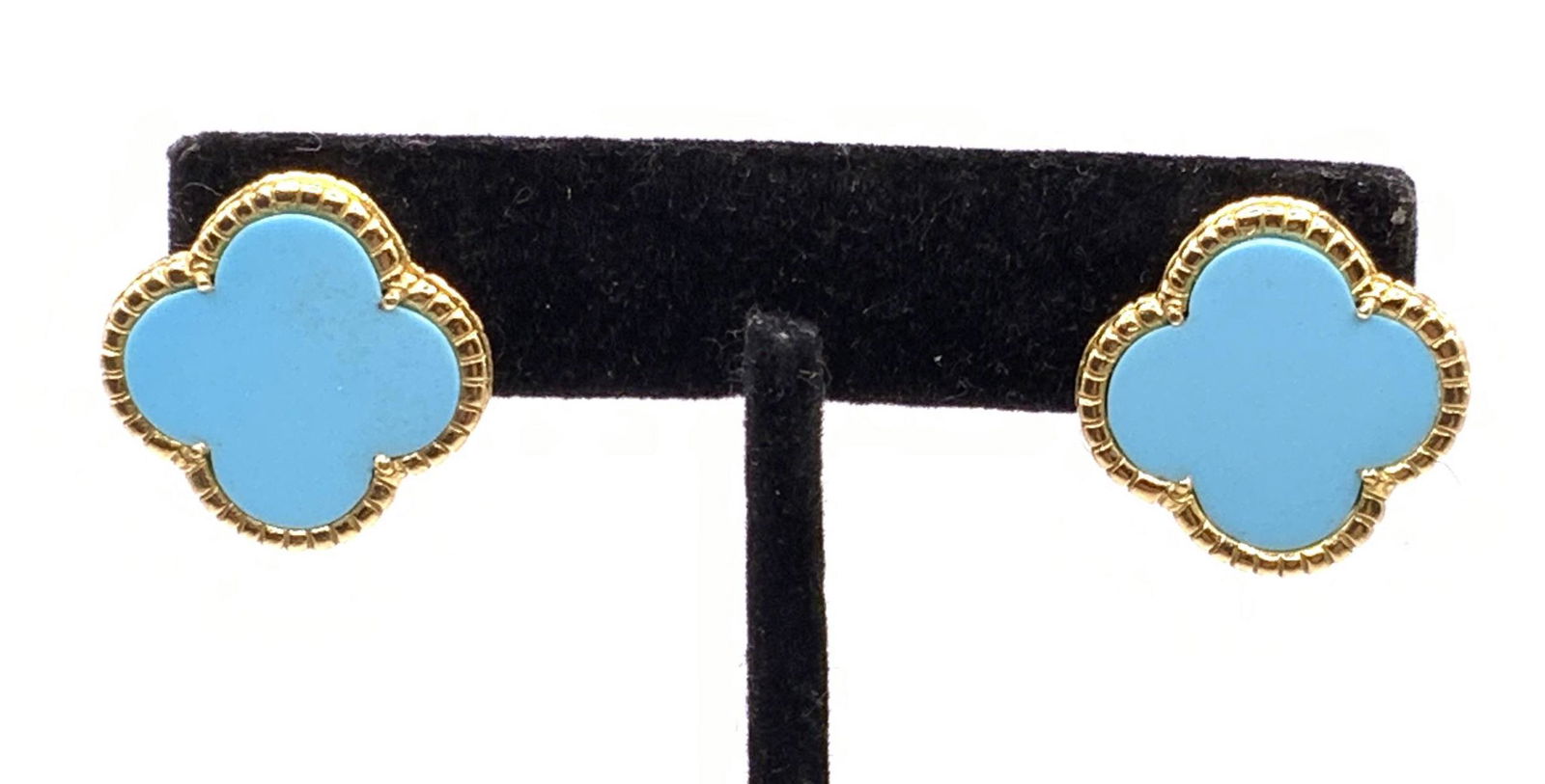 18K GOLD Vintage Enamel Alhambra Earrings (1 of 8)
