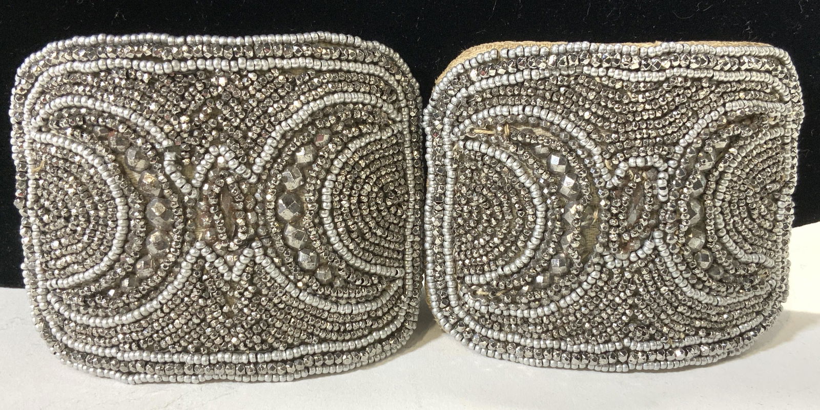 2 Pair Vintage Seed Beaded Shoe Clips, France (1 of 9)