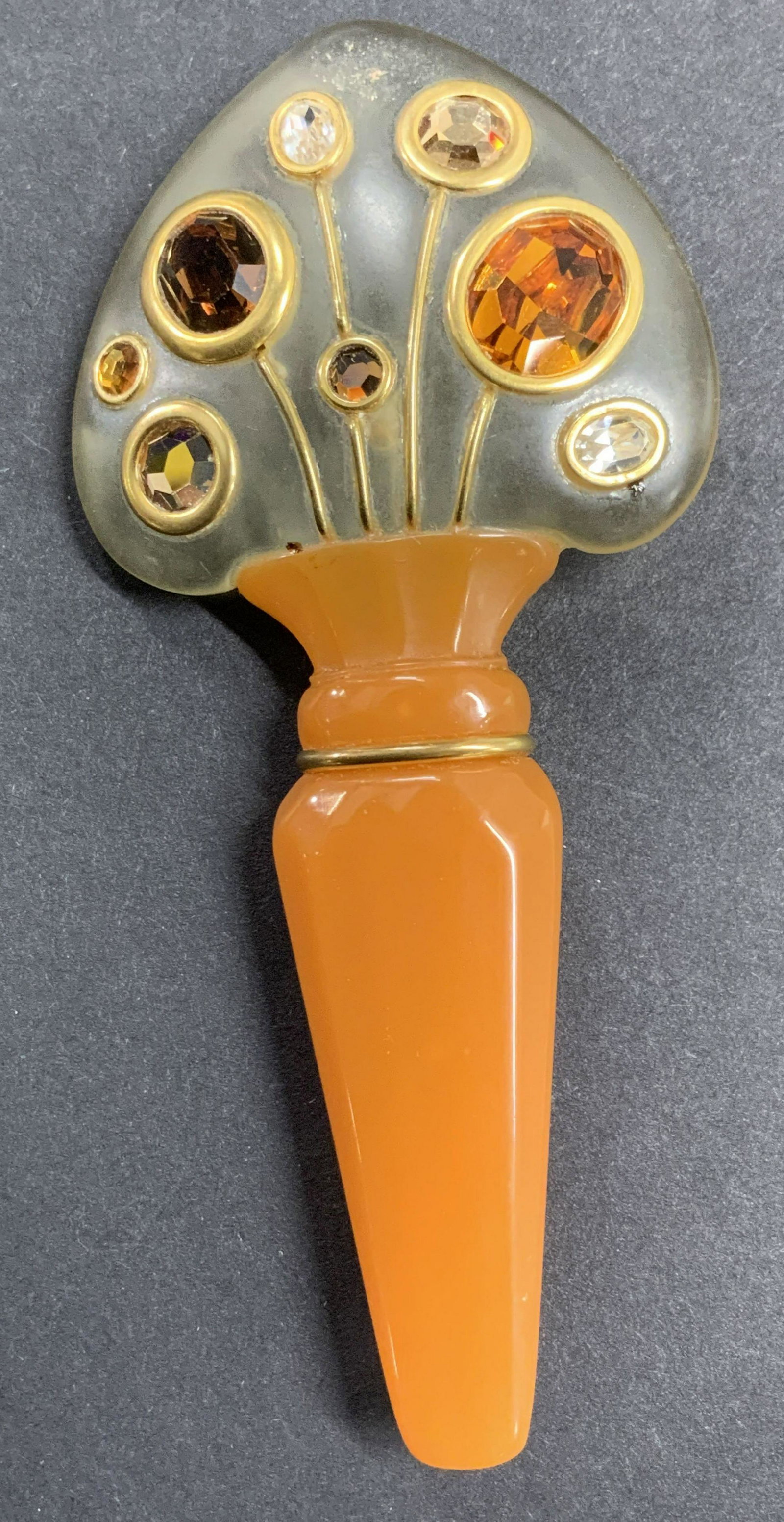 FABRICE PARIS Lucite & Crystal Brooch, Signed (1 of 7)