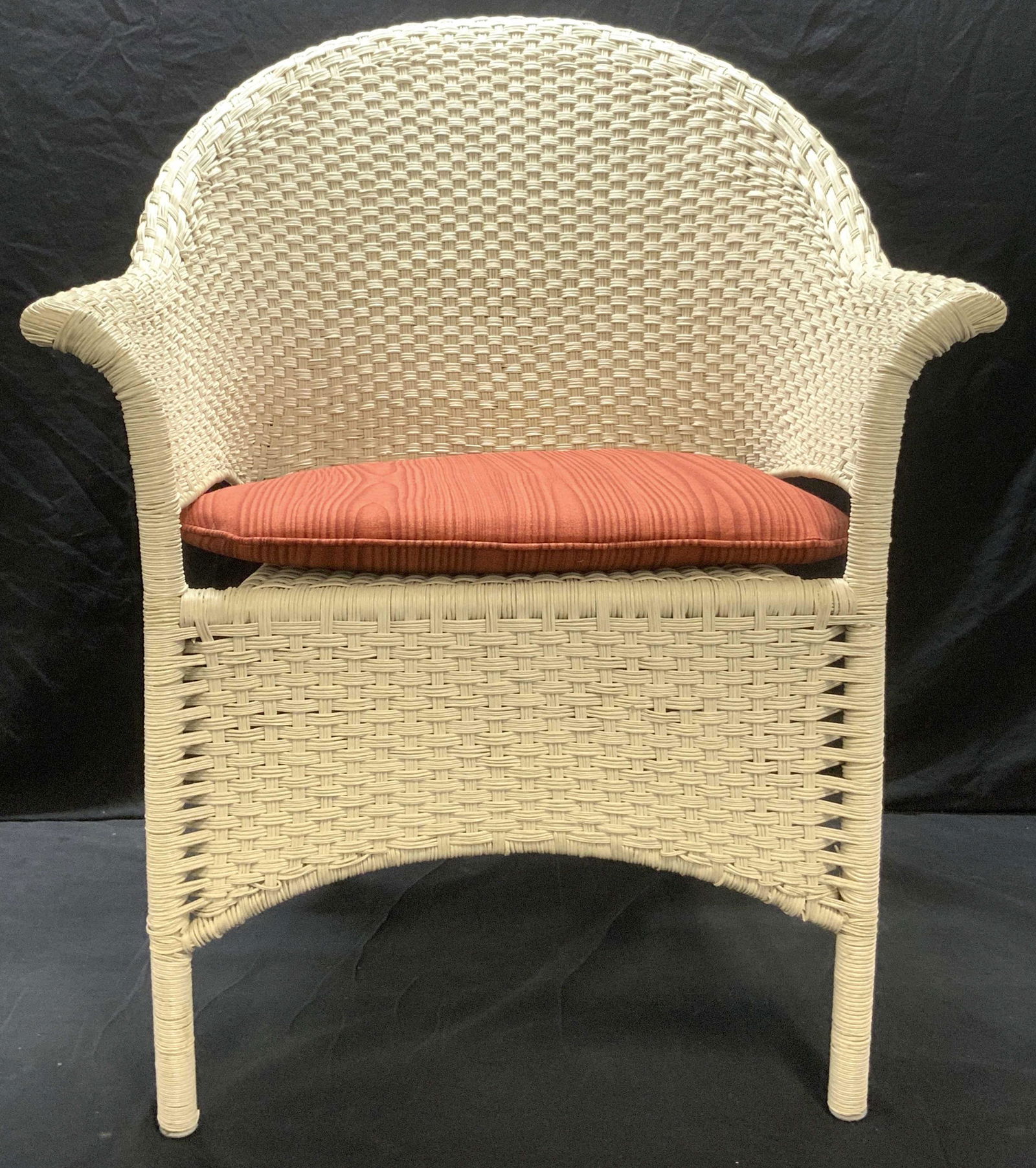 Vintage White Wicker Armchair With Cushion (1 of 11)