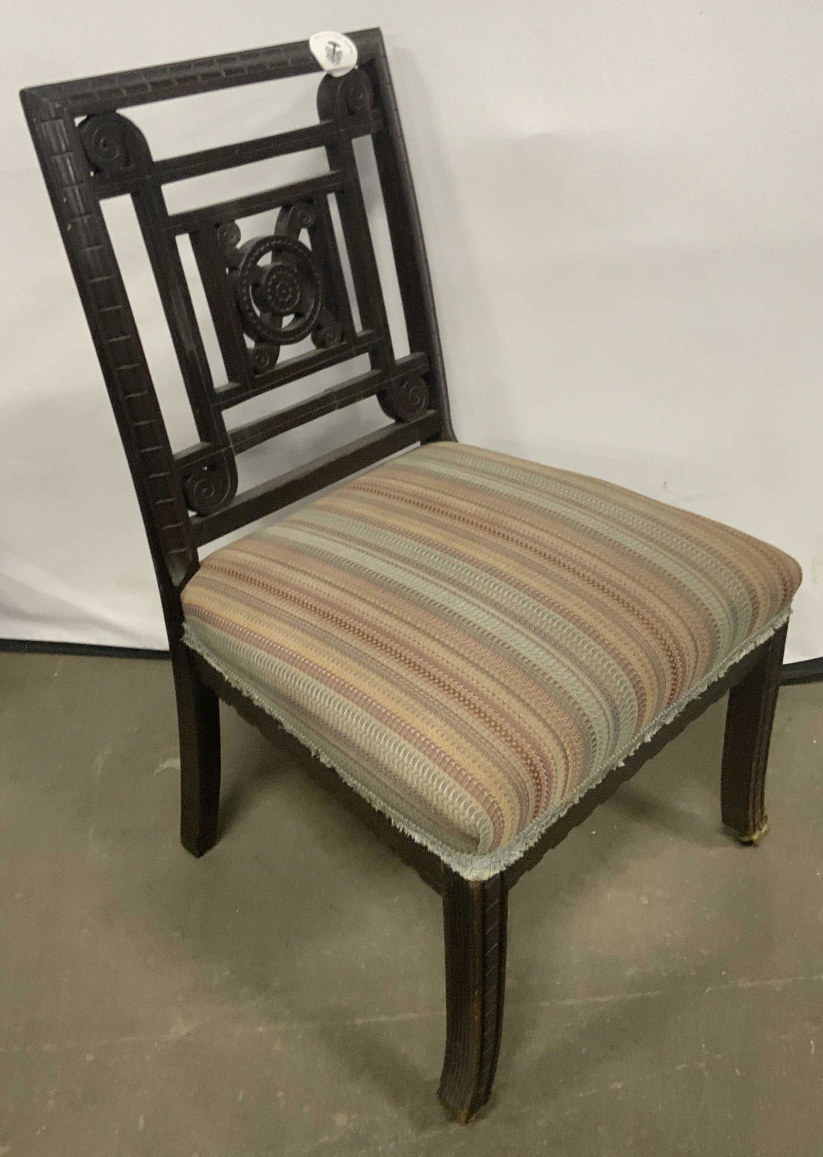 Vintage Eastlake Upholstered Side Chair W/ Castors (1 of 20)