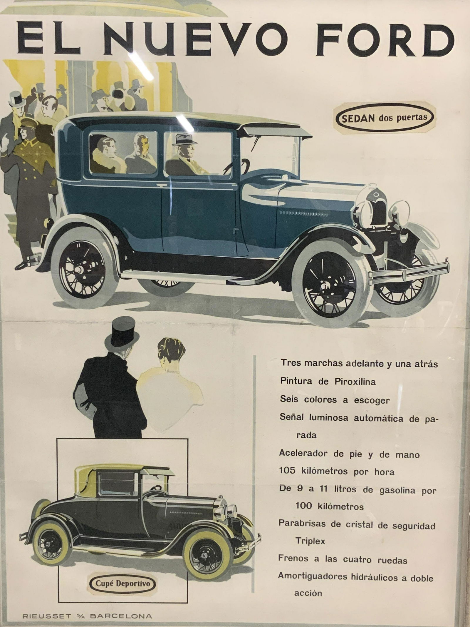 XL Vntg El Nuevo Ford T Model Sedan Lithograph (1 of 17)