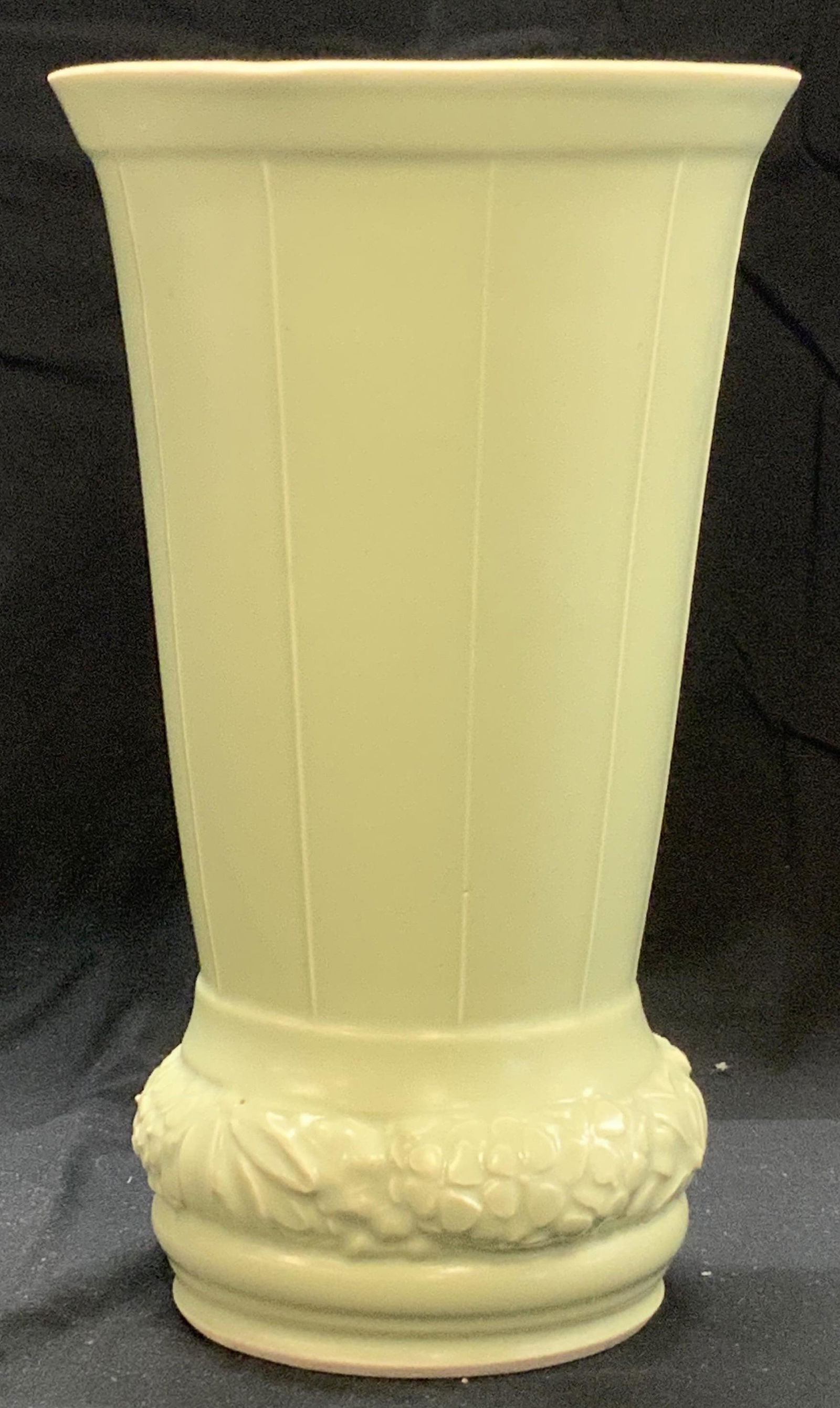 Vintage Signed Green Floral Tall Ceramic Vase (1 of 7)