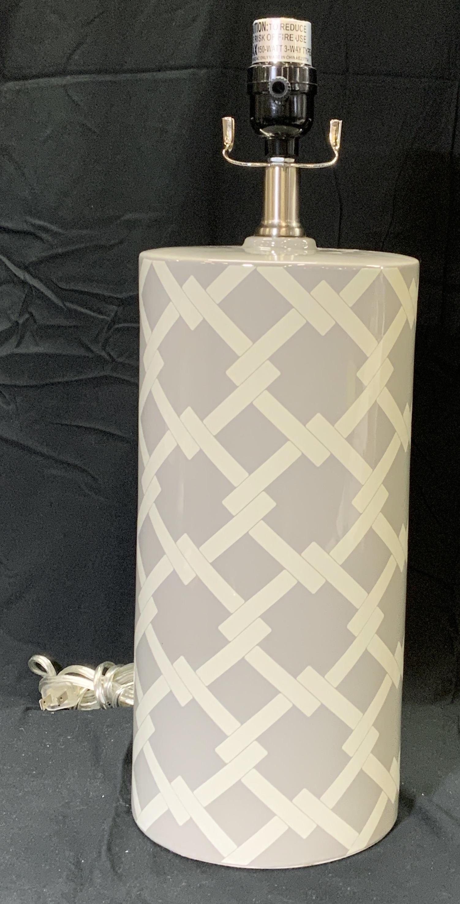 Gray & White Ceramic Table Lamp (1 of 9)