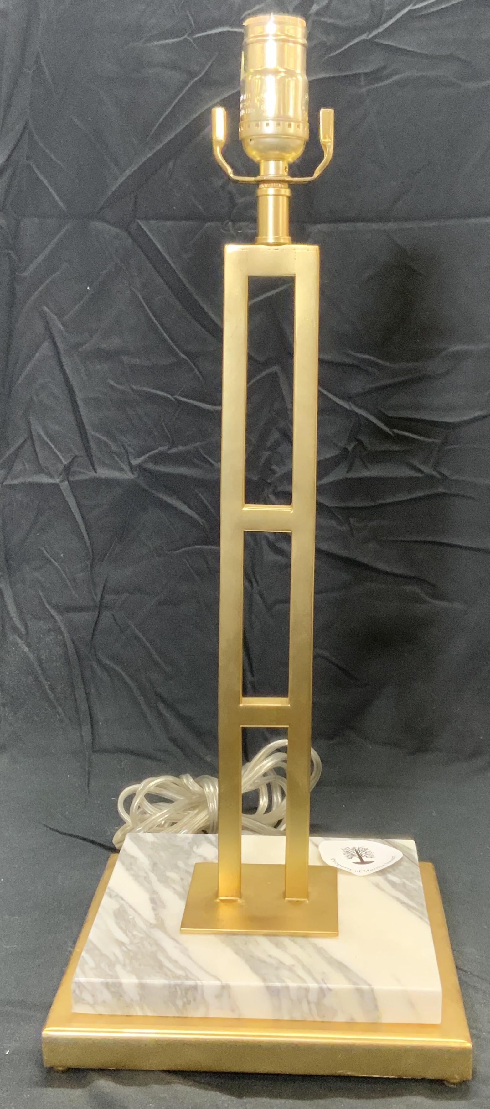 MARTHA STEWART Gold Tone & Marble Table Lamp (1 of 9)