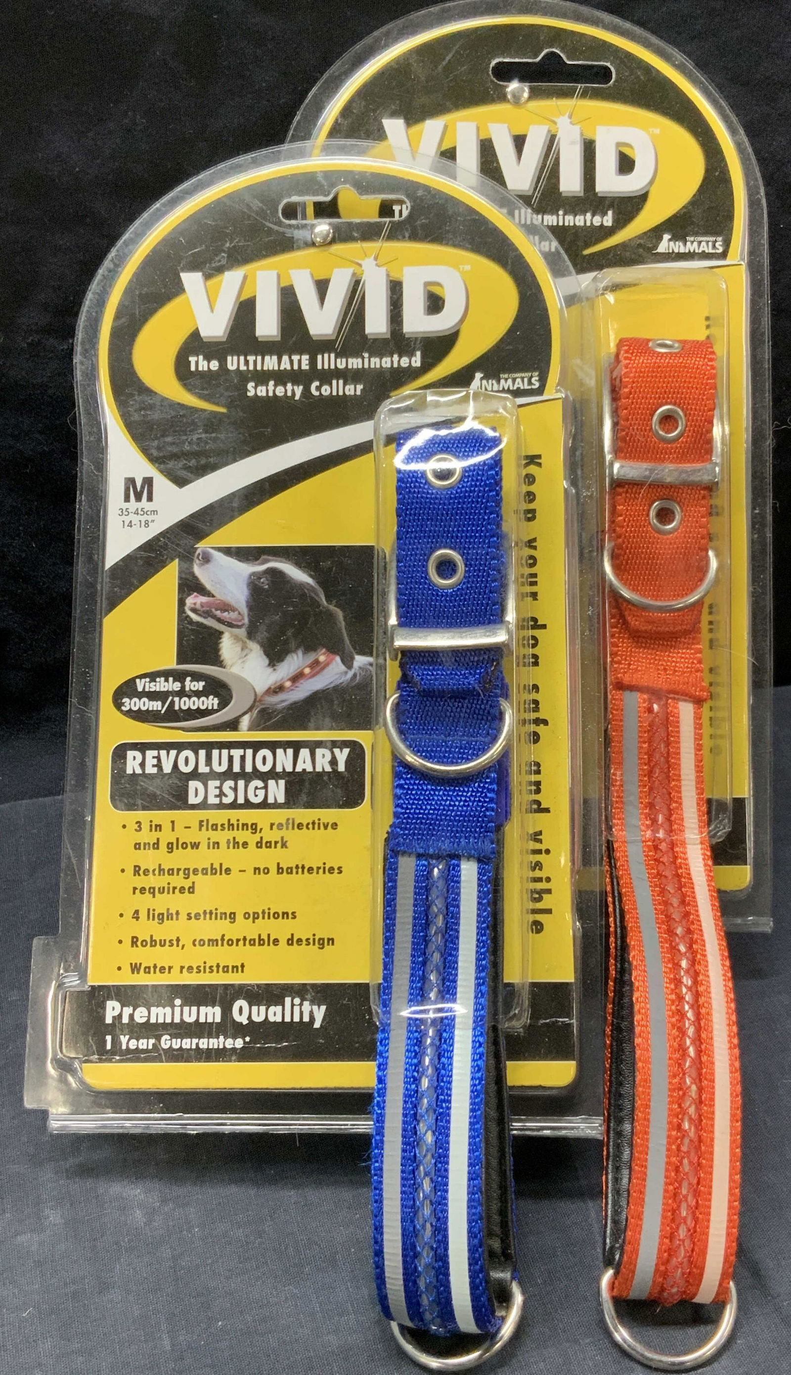 2 VIVID Illuminated Dog Collars Sizes L & M (1 of 7)