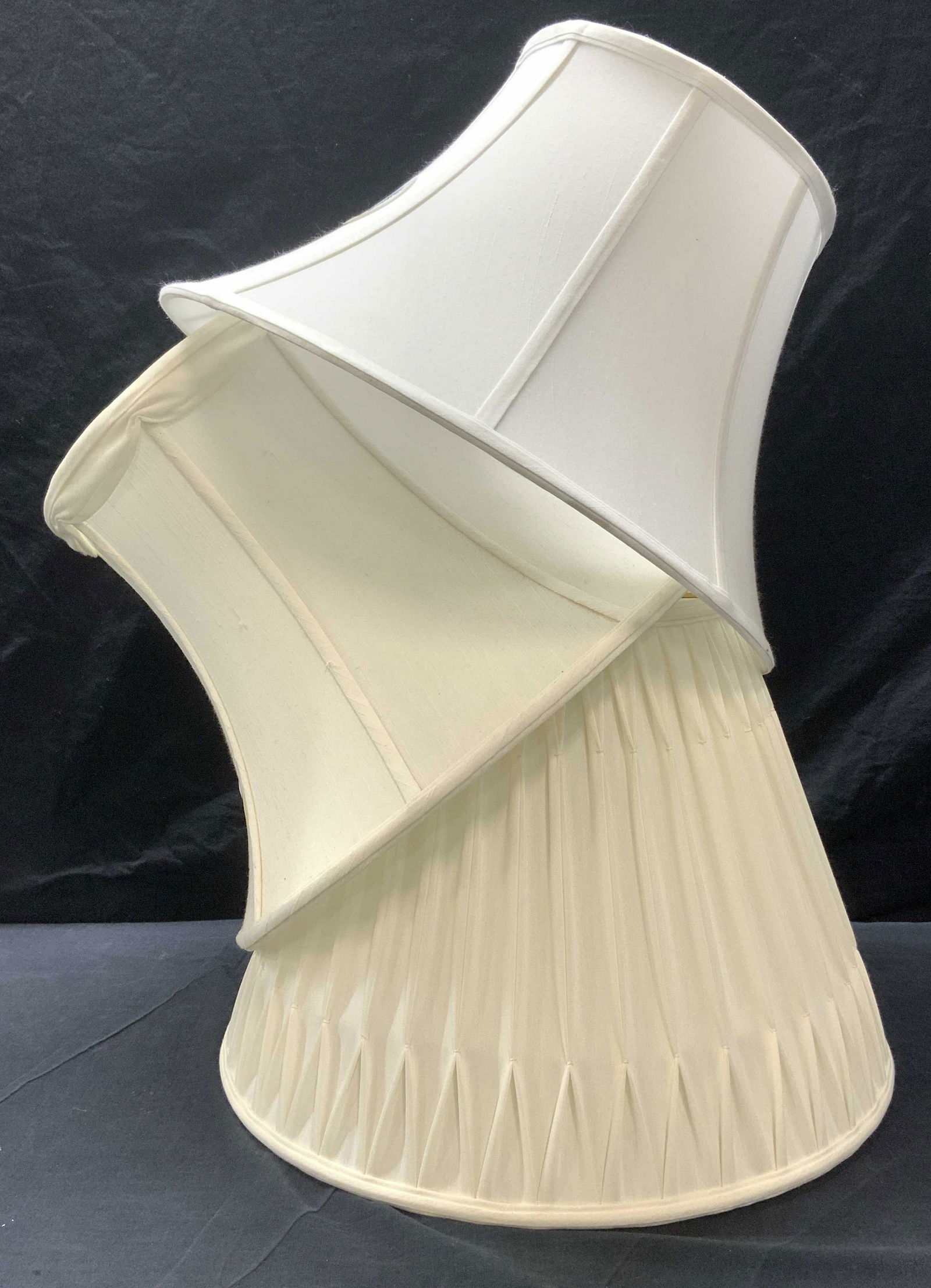 Lot of 3 White & Cream Colored Lampshades (1 of 7)