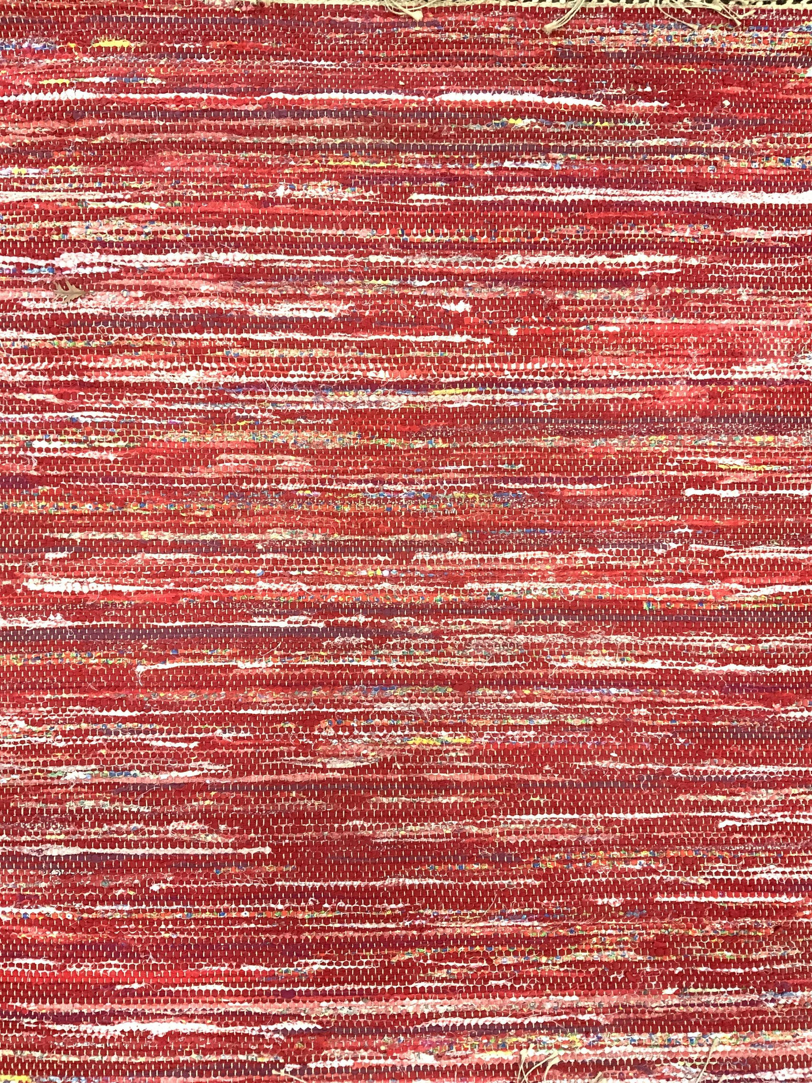 Vintage Hand Woven Rag Rug W Fringes (1 of 11)