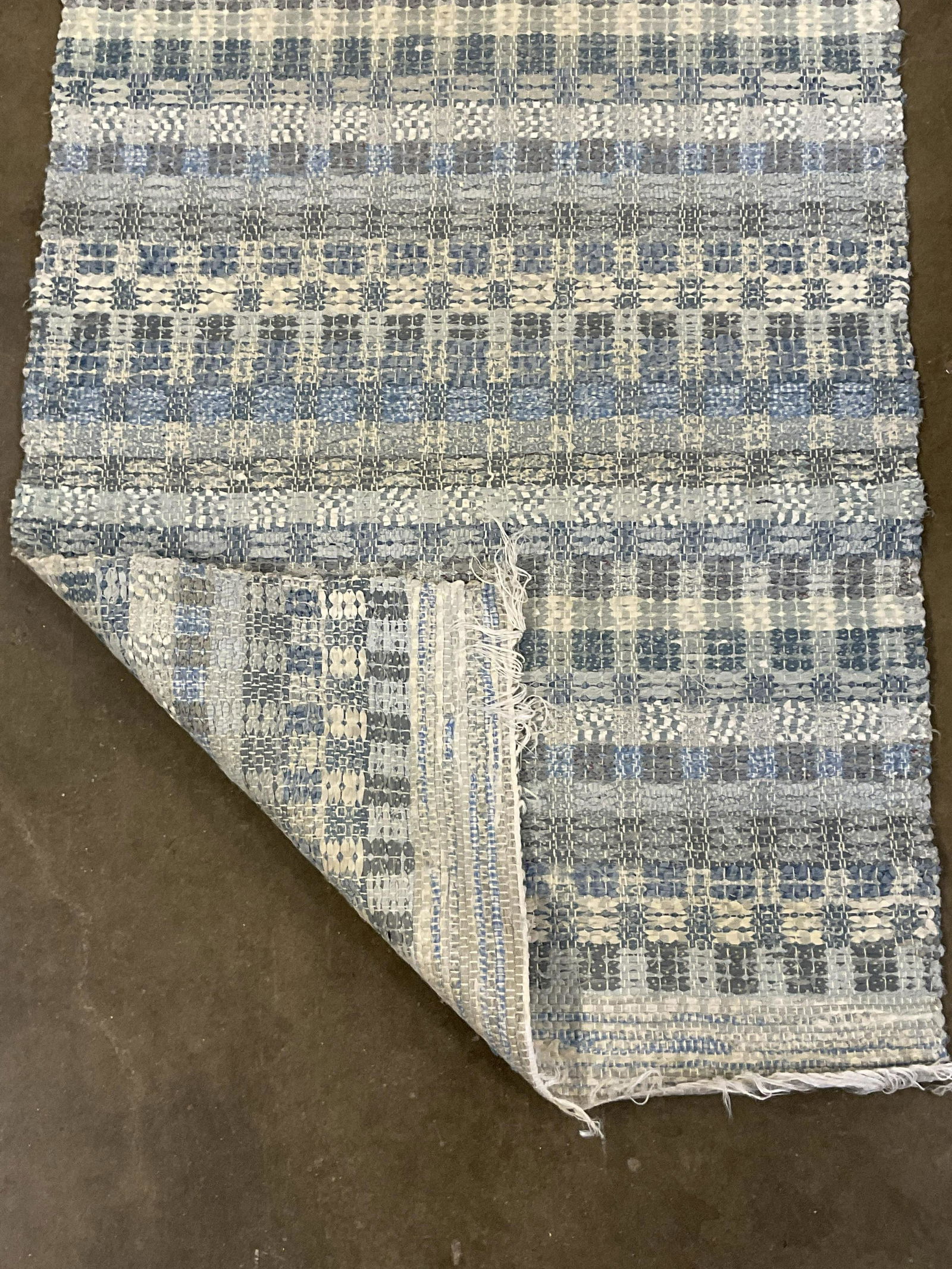 Blue Toned Hand Hooked Rag Rug (1 of 10)